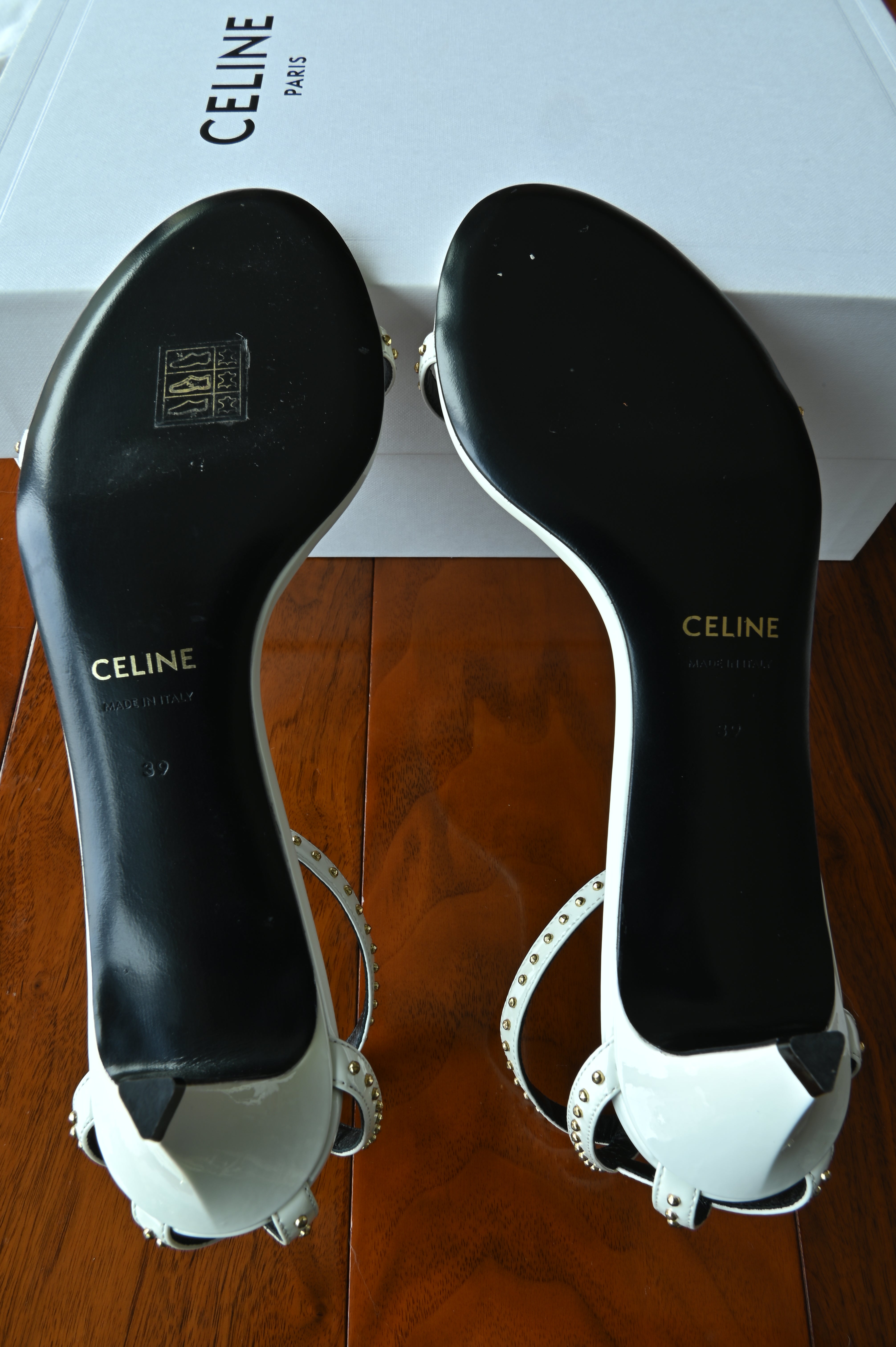 Celine White Ankle Strap Sandals bottom