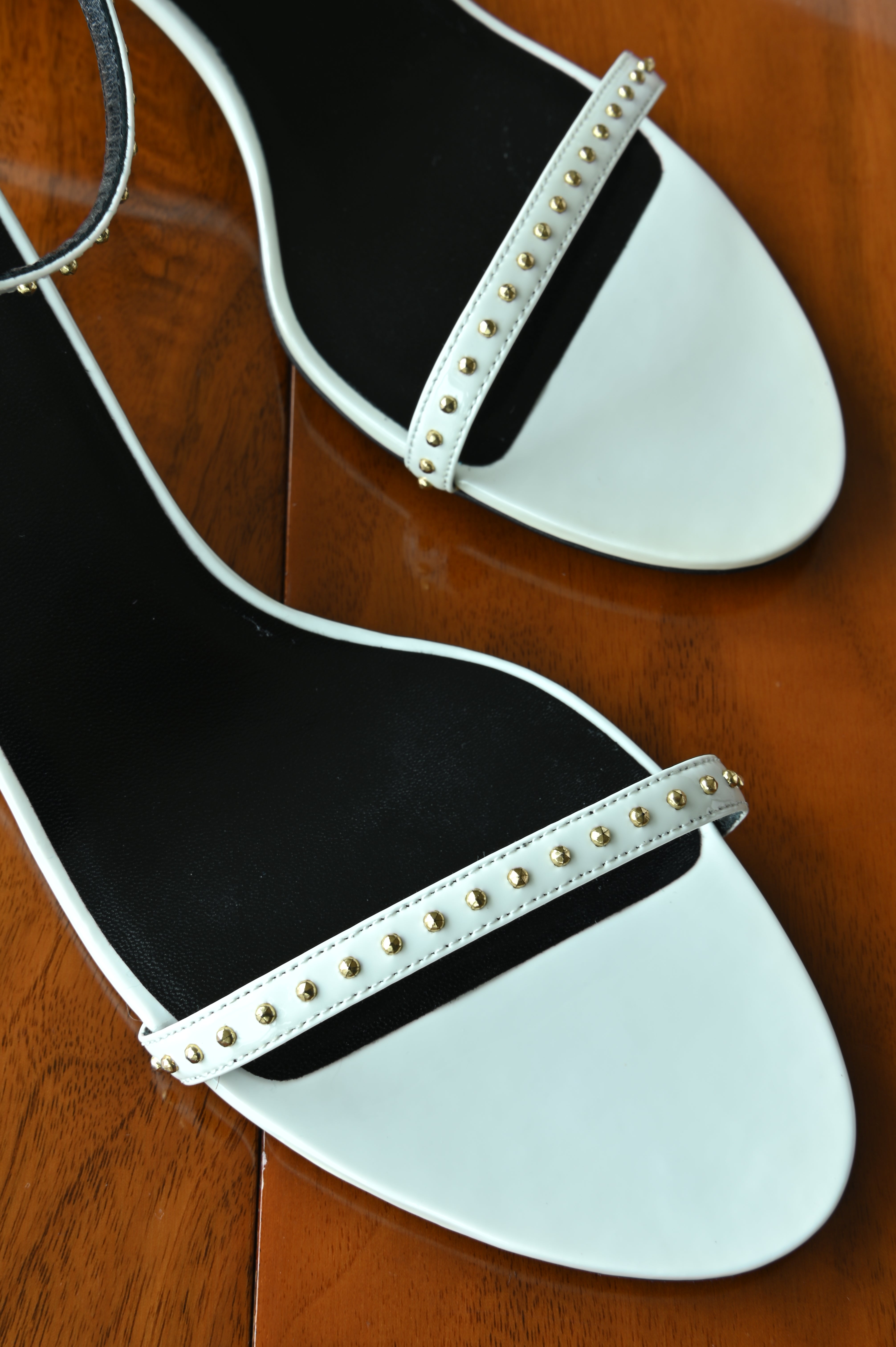 Celine White Ankle Strap Sandals front
