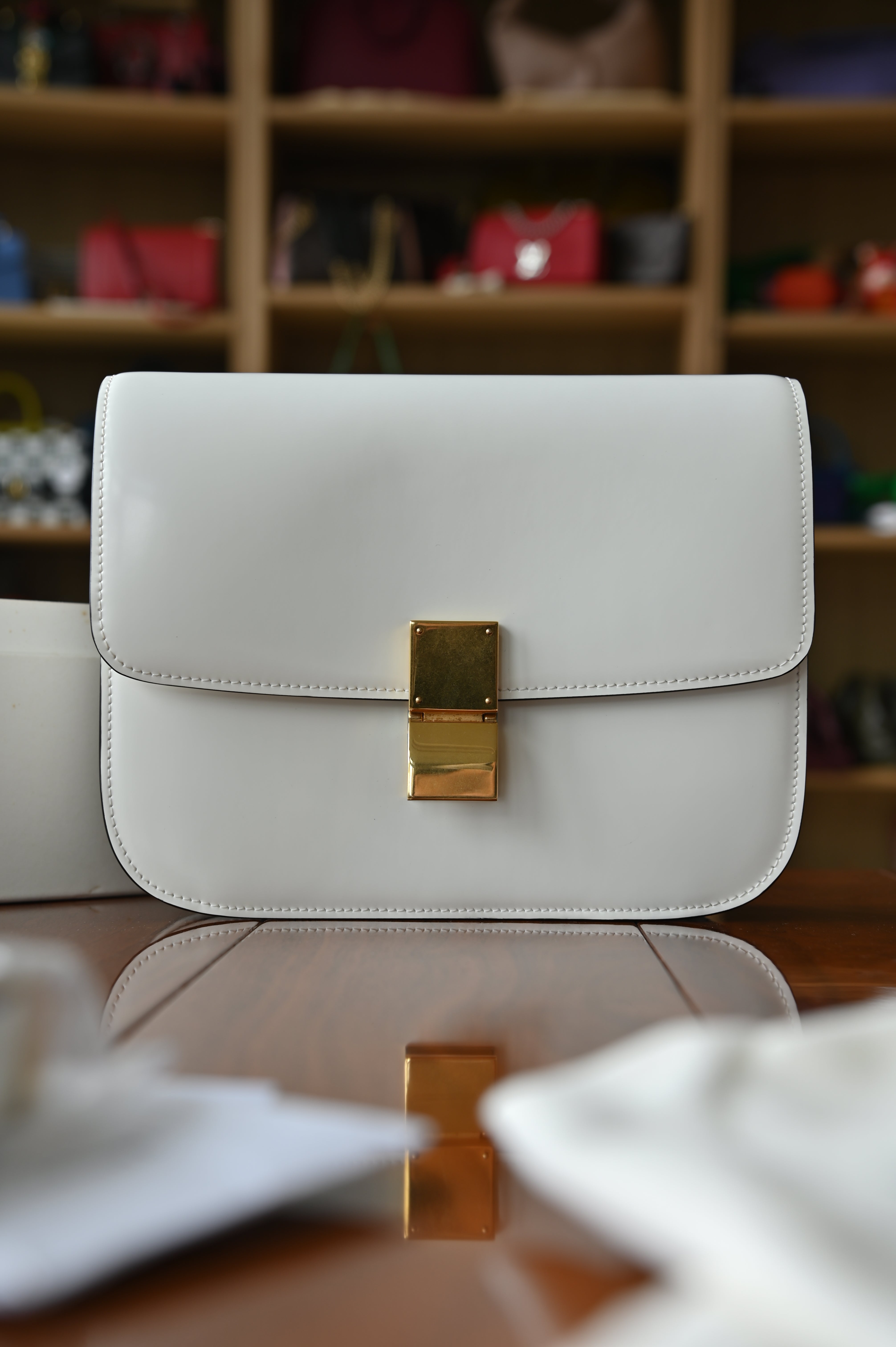Celine White Classic Box Bag