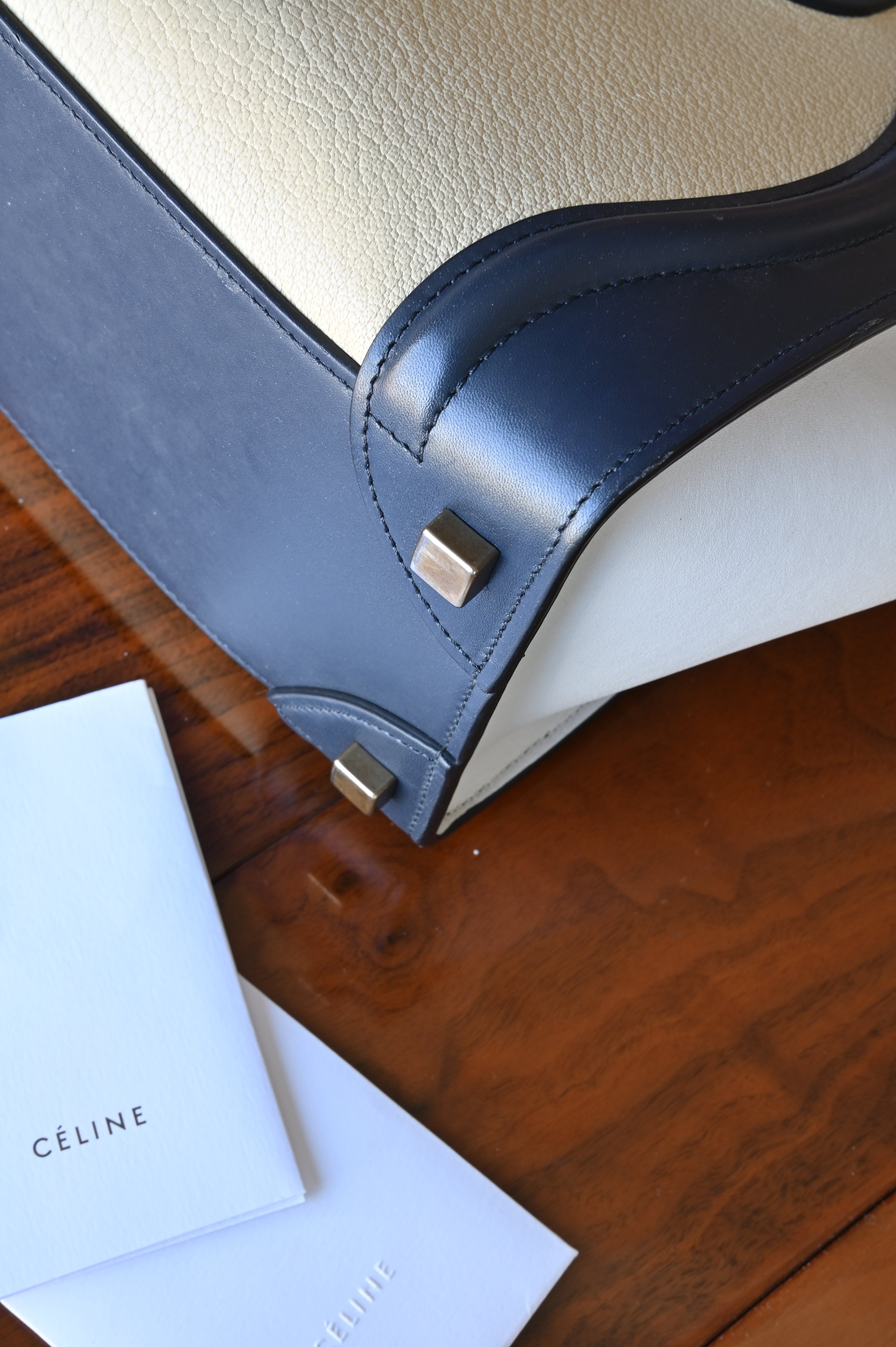 Celine White Micro Luggage Tote Bag angle two