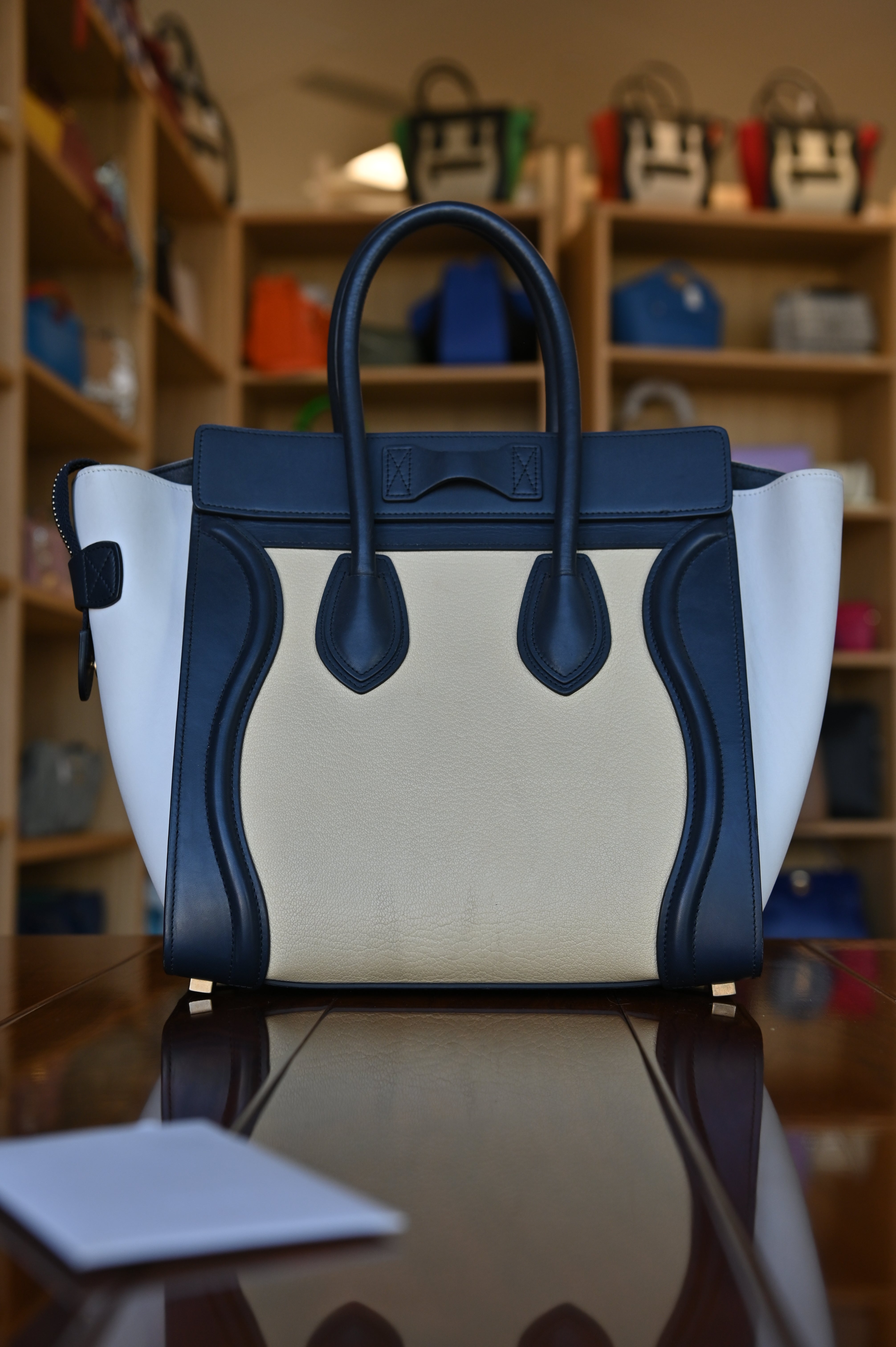 Celine White Micro Luggage Tote Bag back