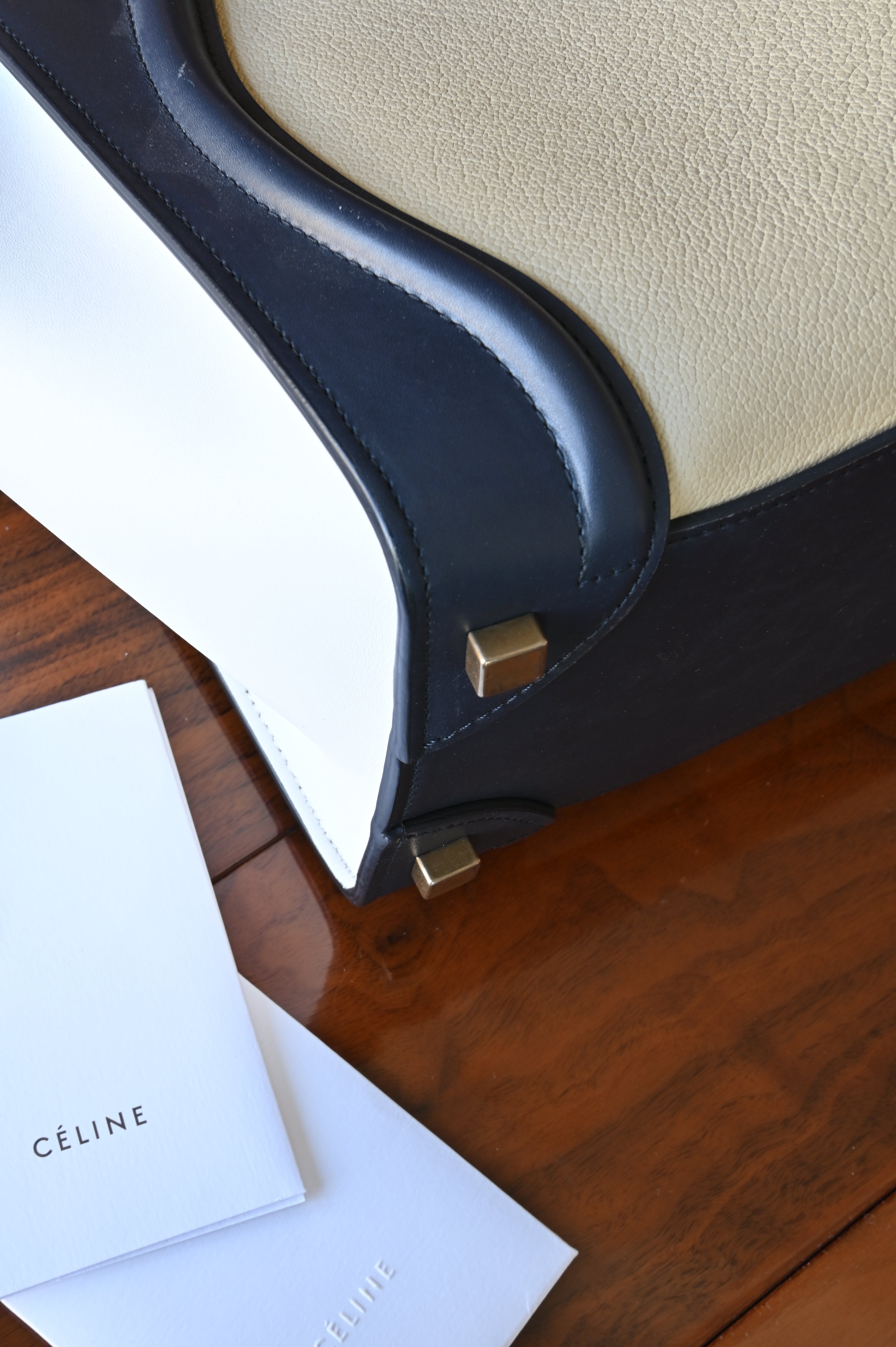 Celine White Micro Luggage Tote Bag corner two