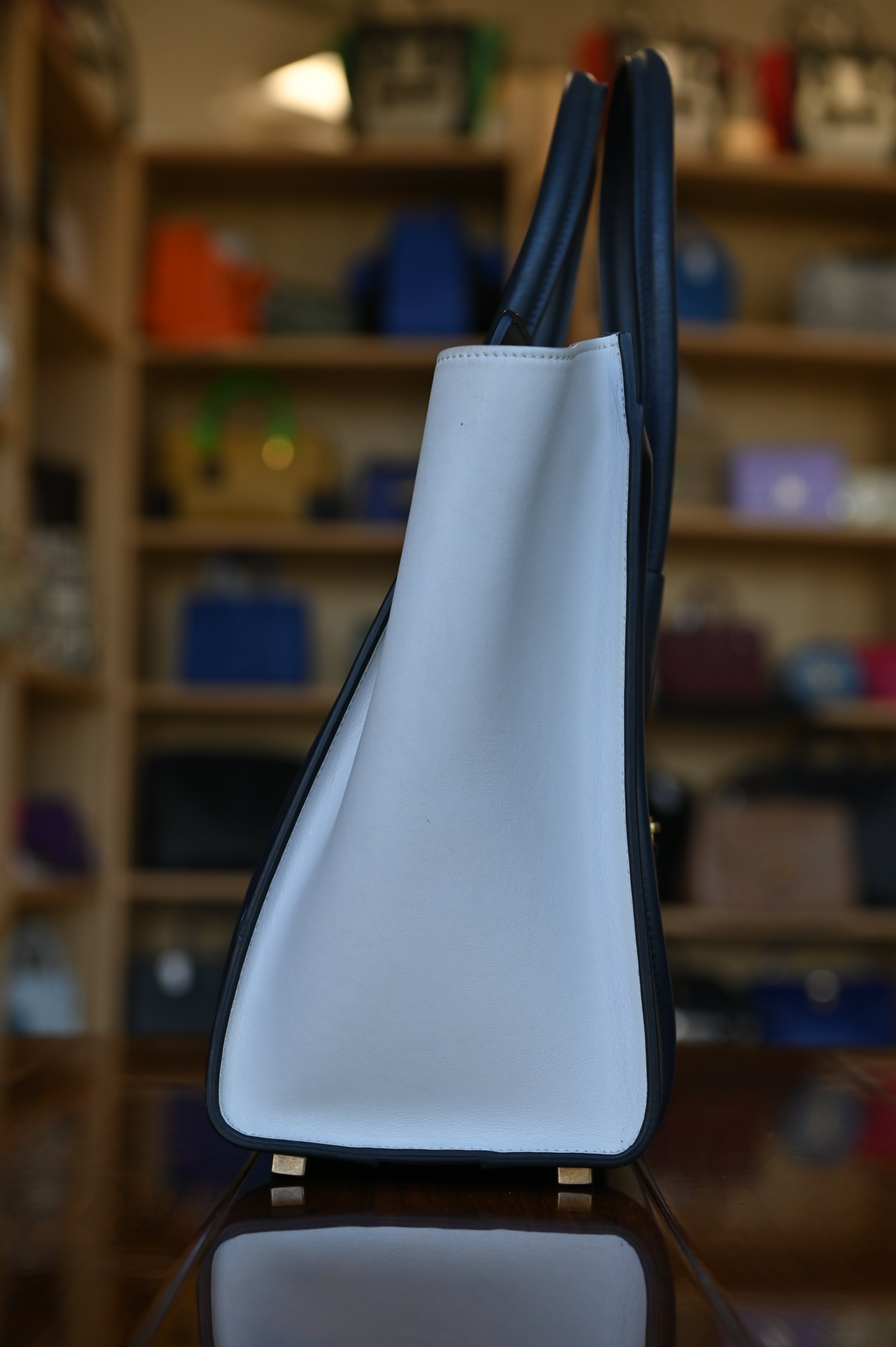 Celine White Micro Luggage Tote Bag right