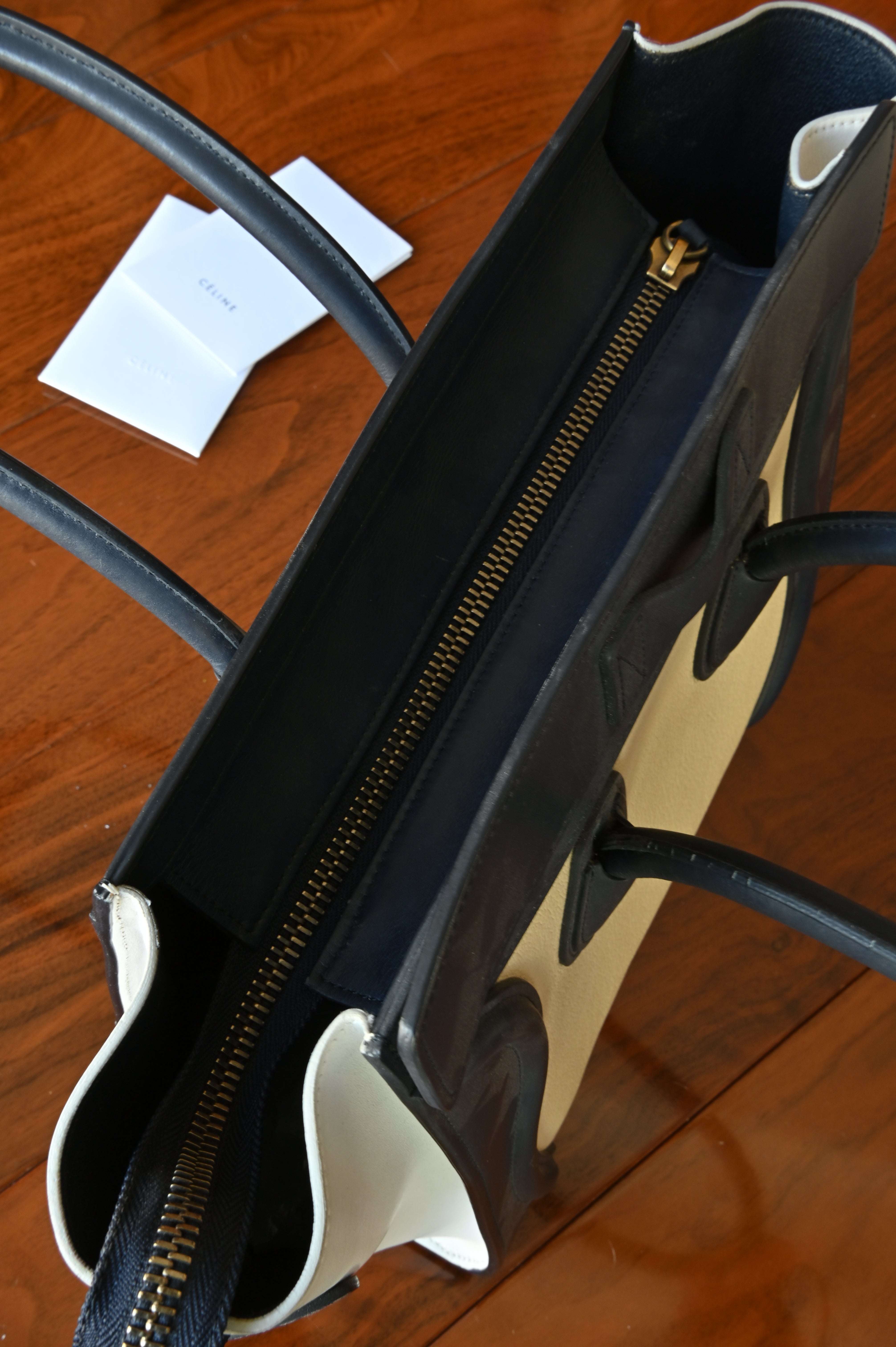 Celine White Micro Luggage Tote Bag top