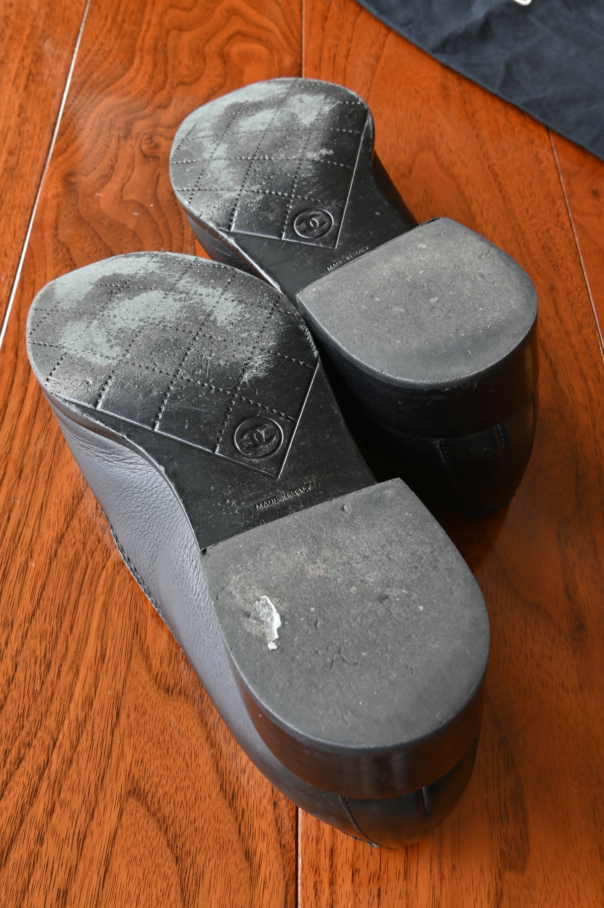 Chanel Black CC Loafers bottom
