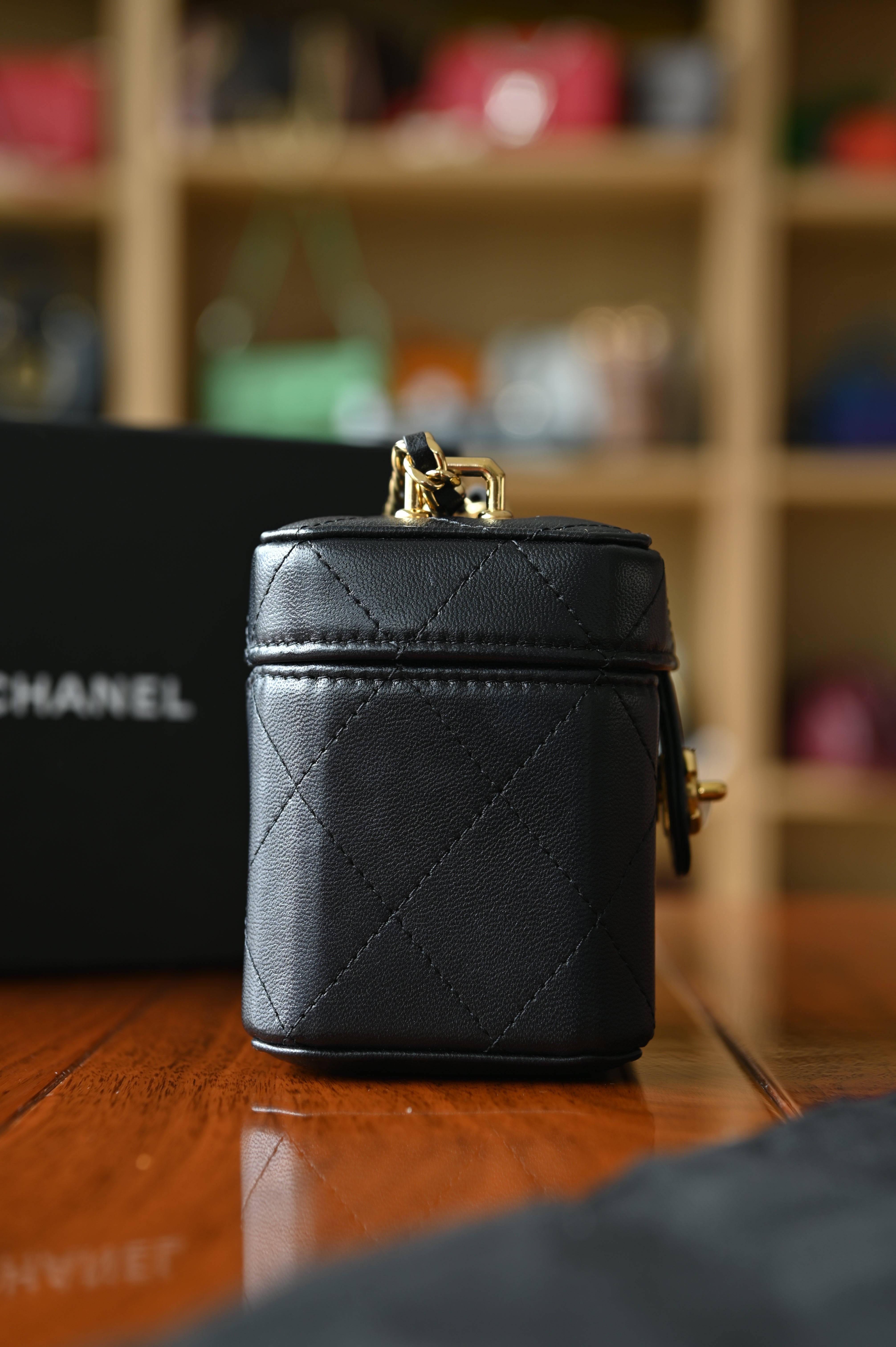 Chanel Black Quilted Mini Case Shoulder Bag side two