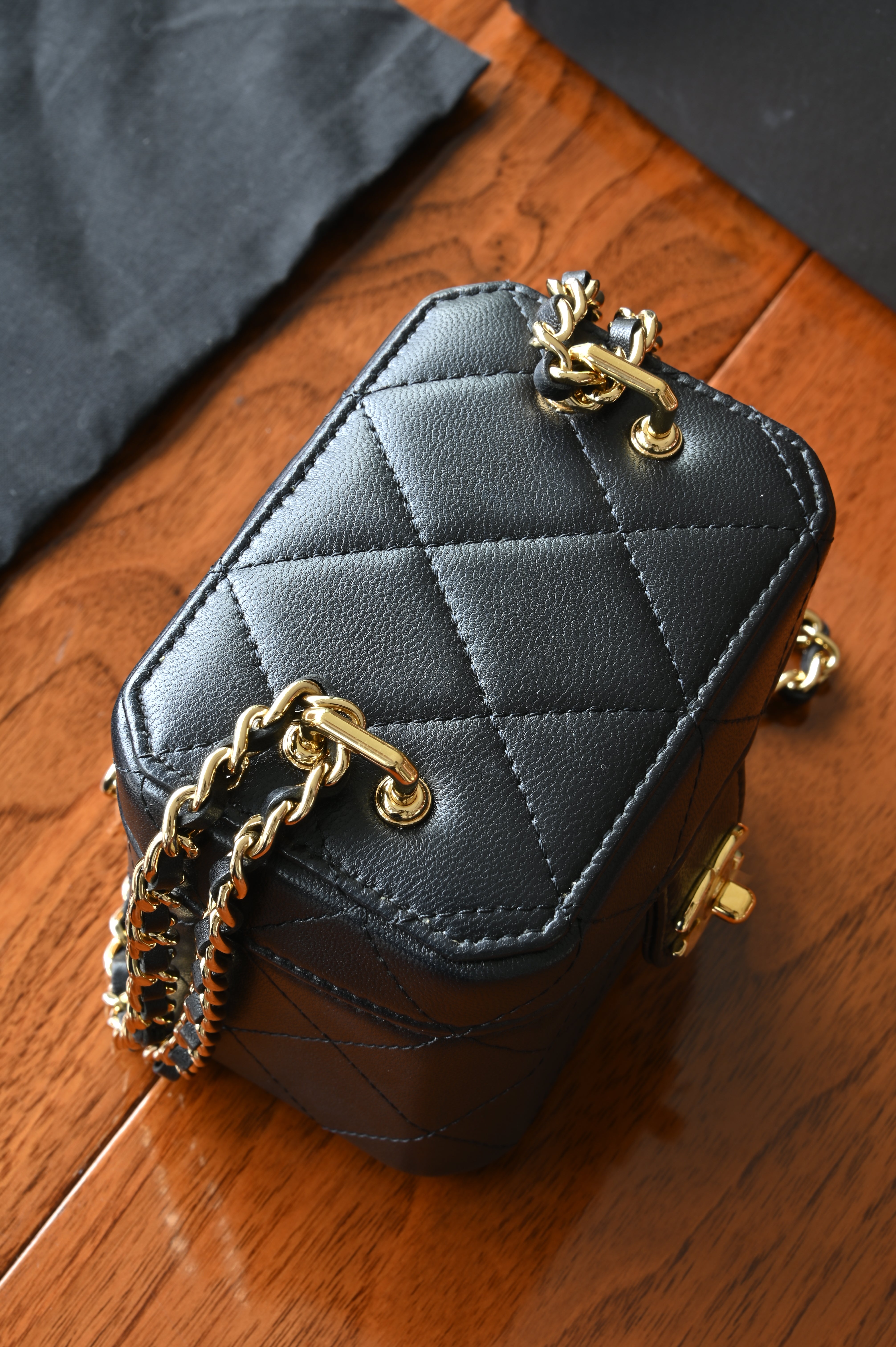Chanel Black Quilted Mini Case Shoulder Bag top