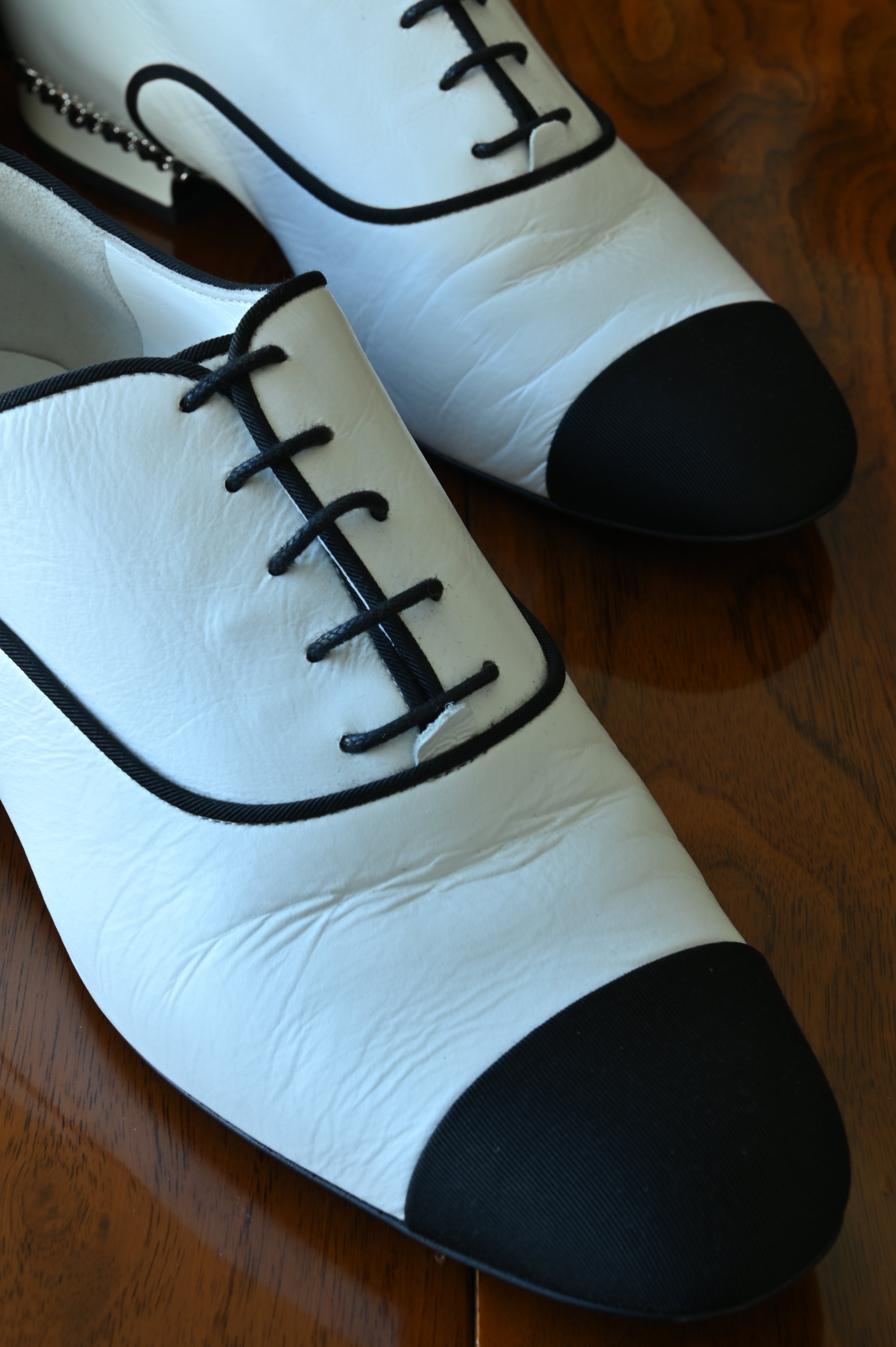 Chanel Black White Shoes front