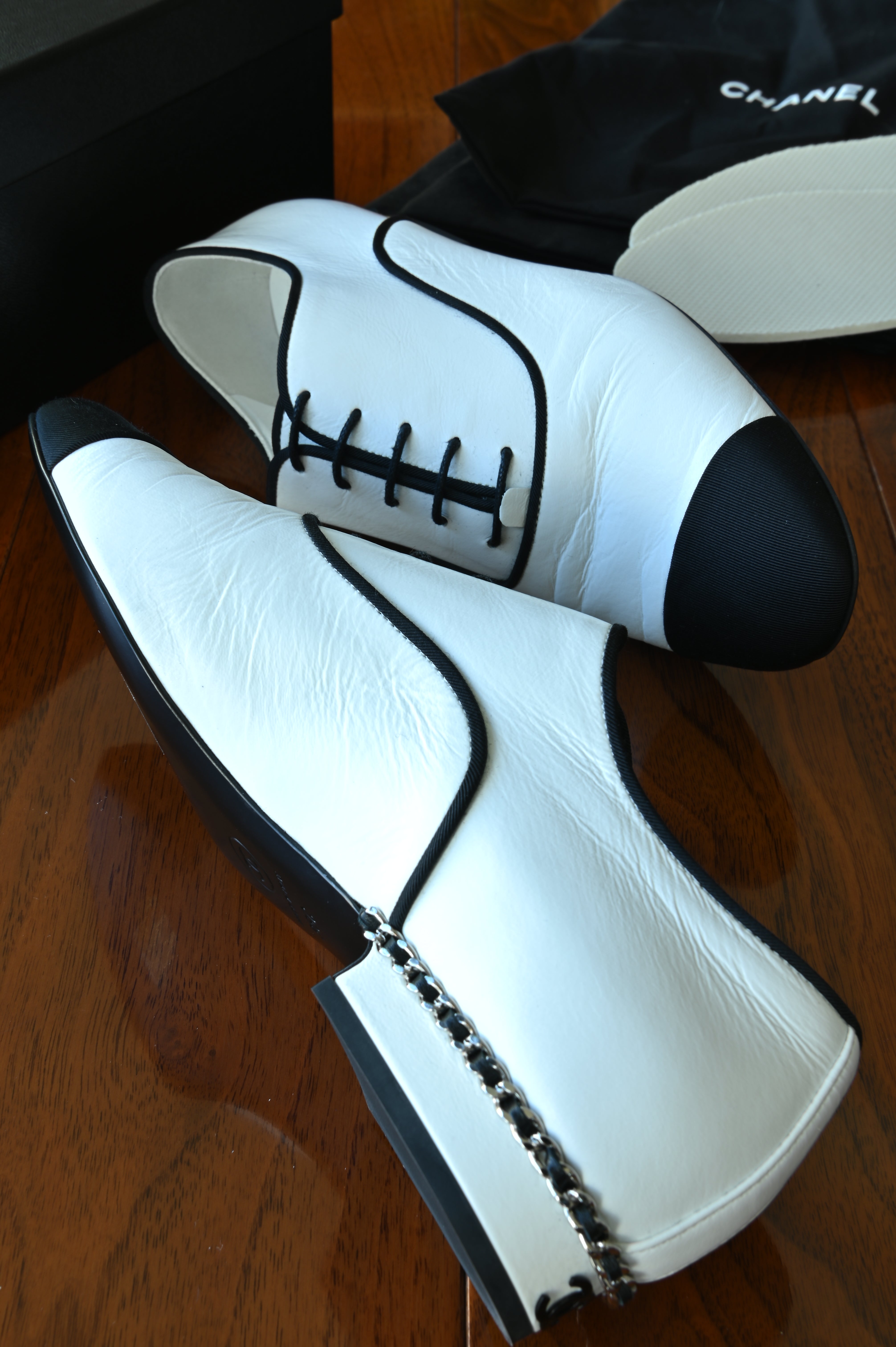 Chanel Black White Shoes side two