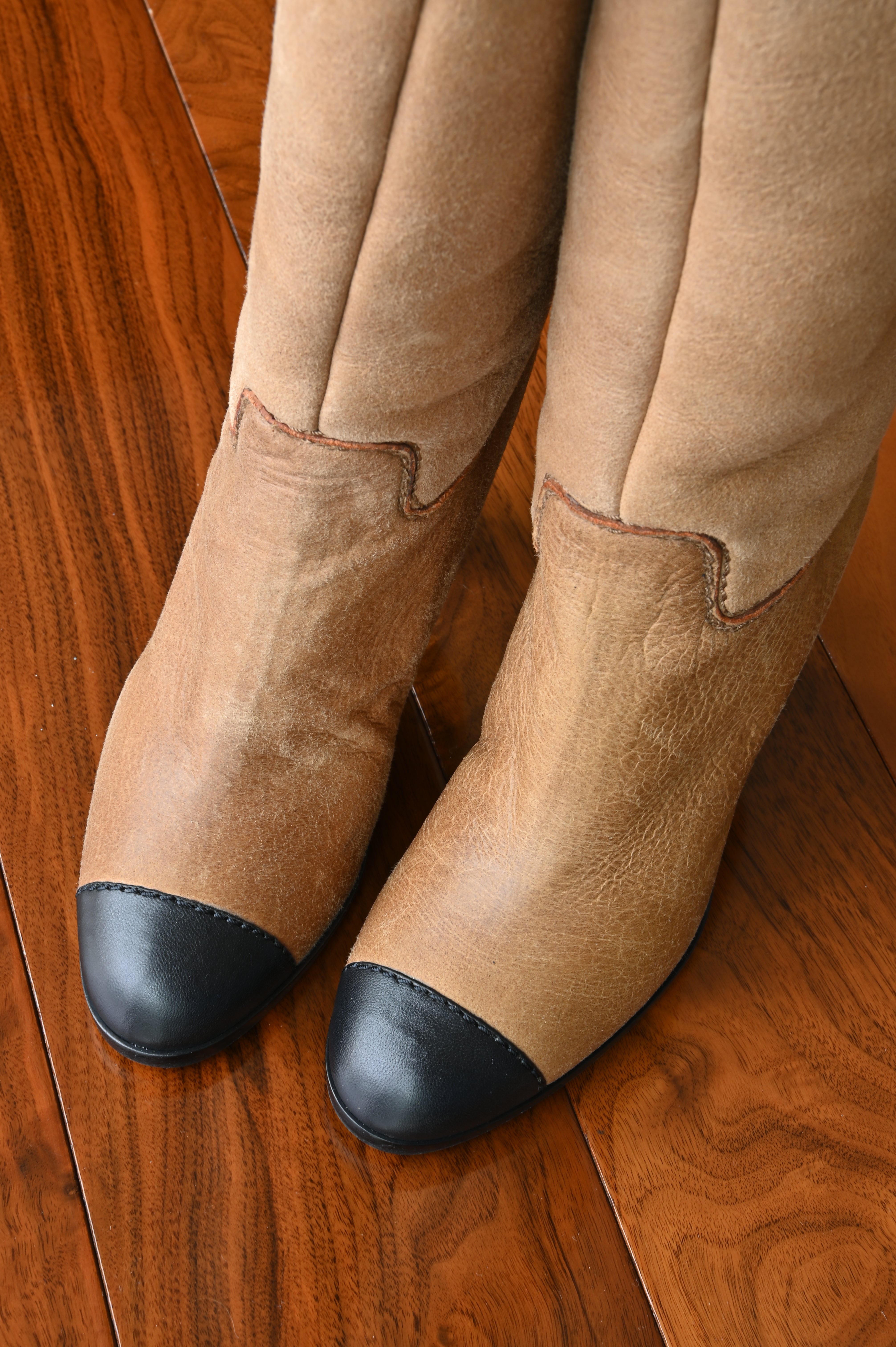 Chanel Brown Leather Boots front