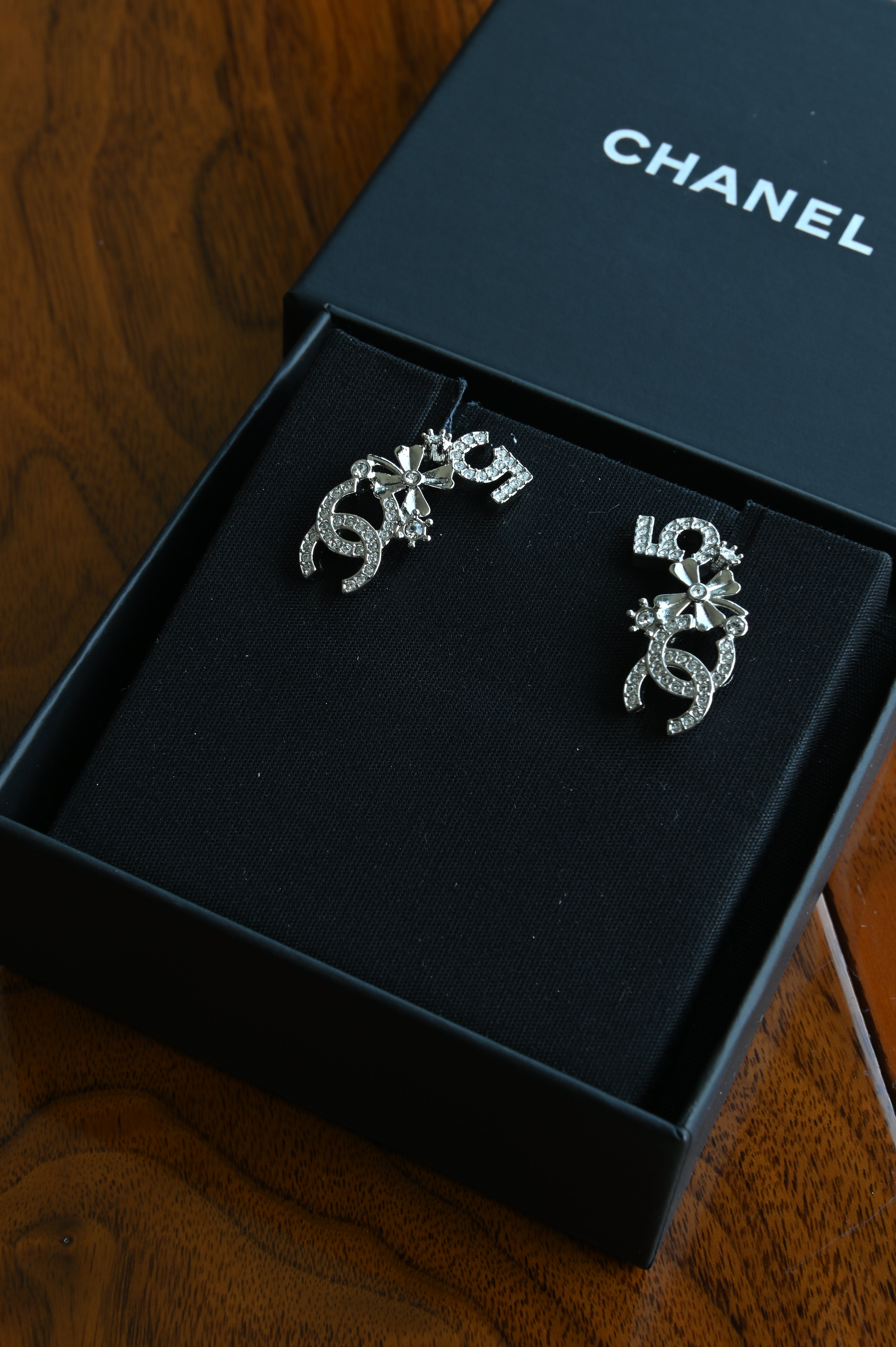 Chanel CC No.5 Star Crystal Earrings front