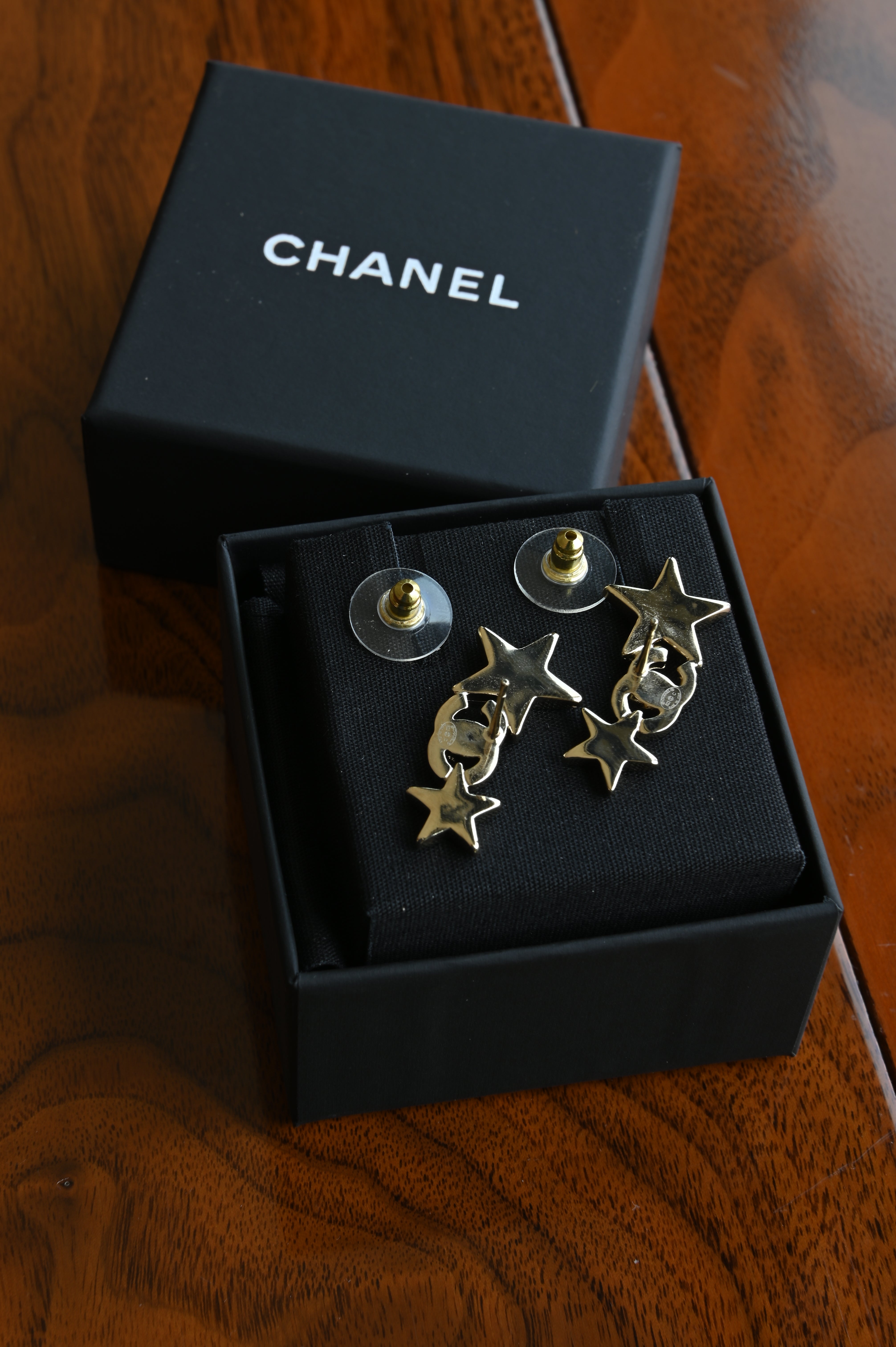 Chanel CC Star Crystal Embellished Earrings back