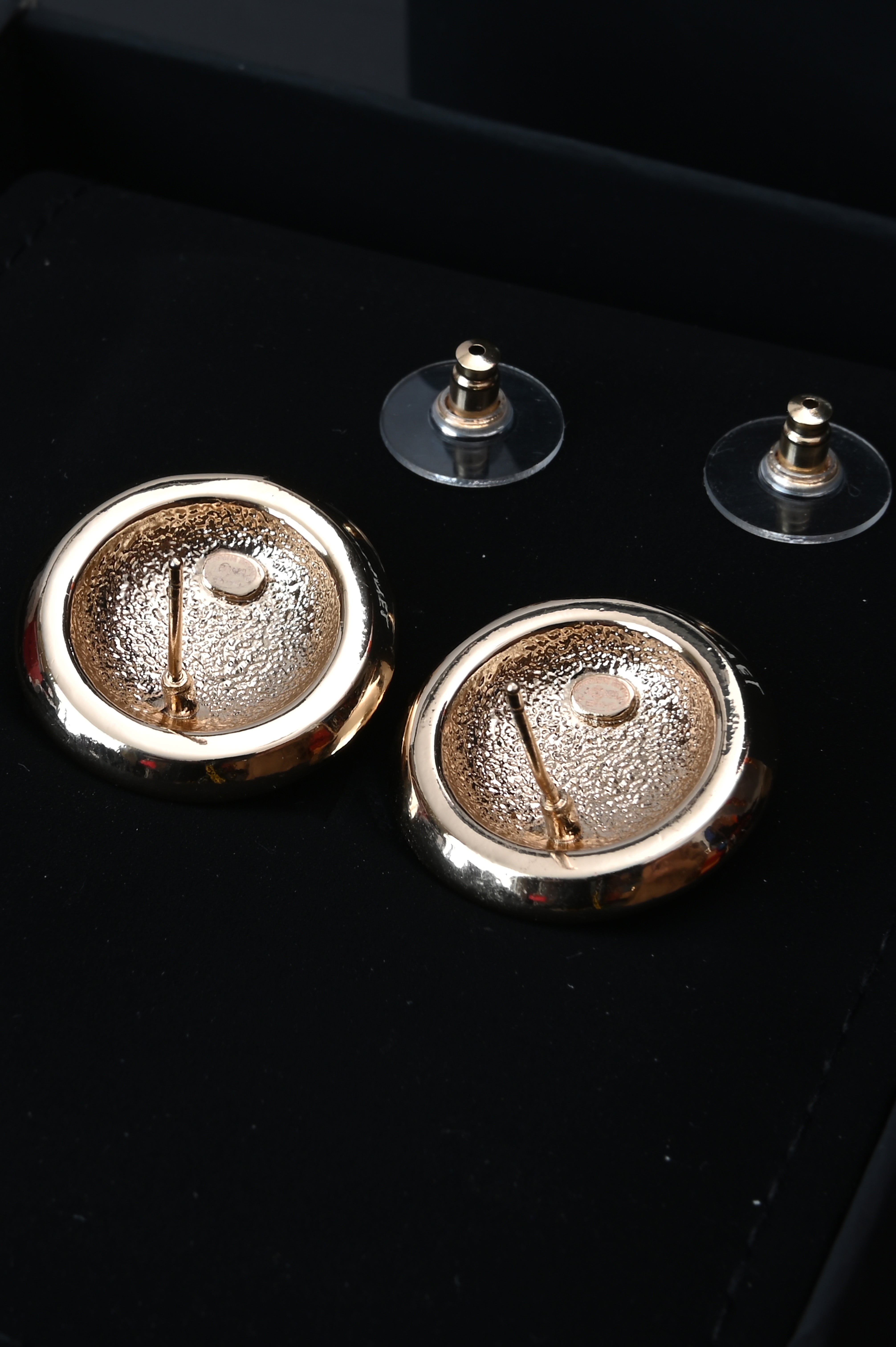 Chanel CC button earrings with crystals B25
