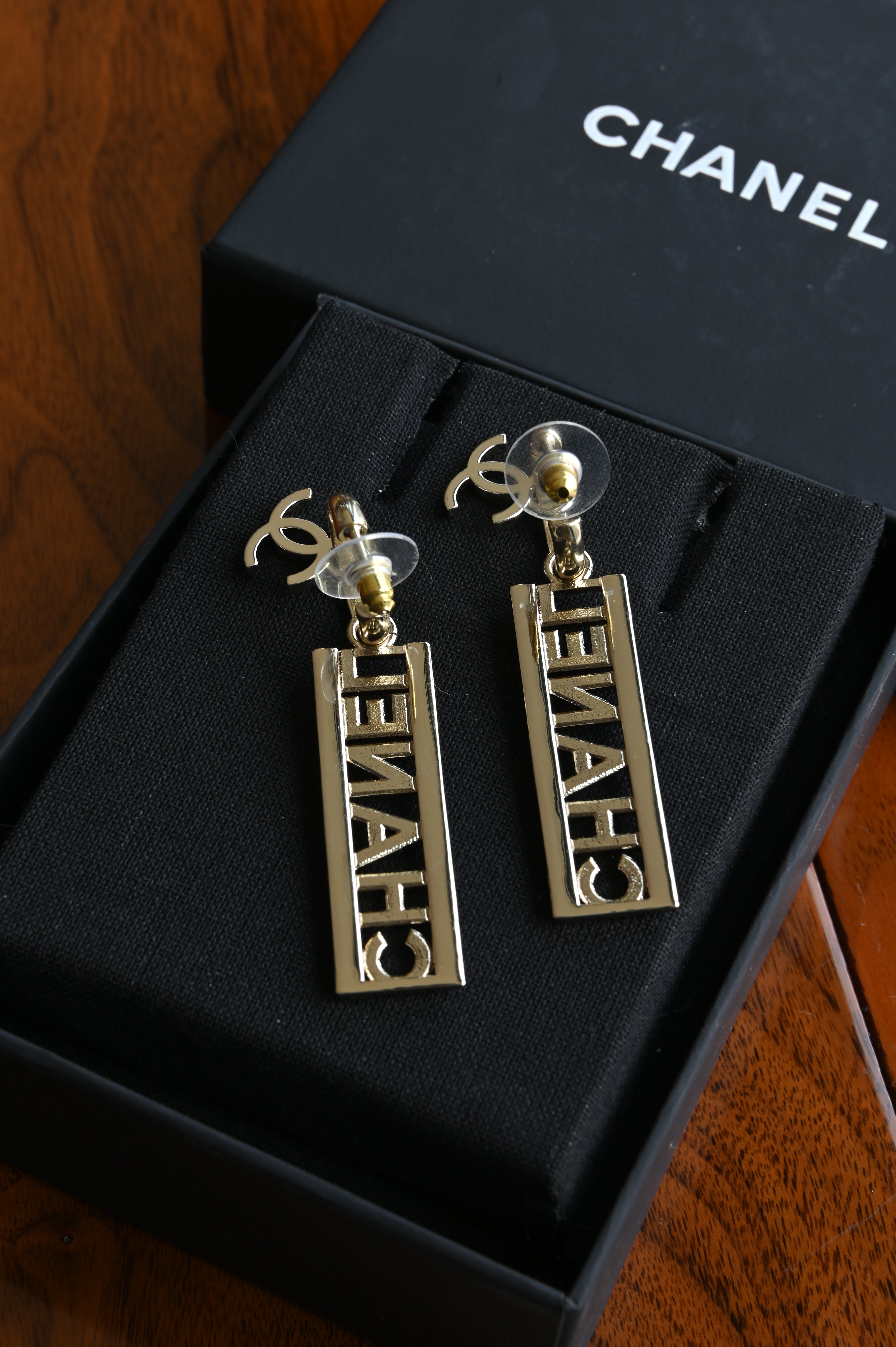 Chanel Crystal Embellished Drop Earrings back