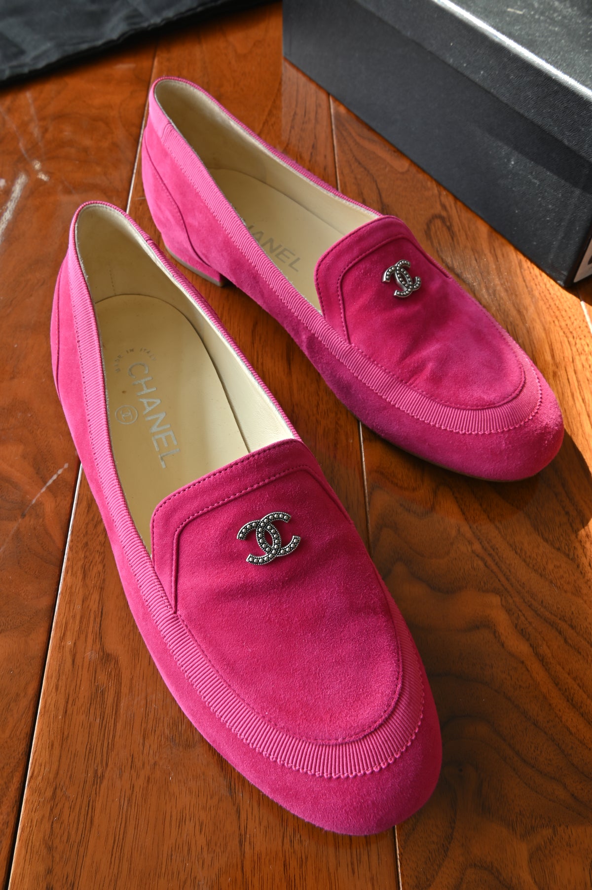 Chanel Hot Pink Suede Loafers
