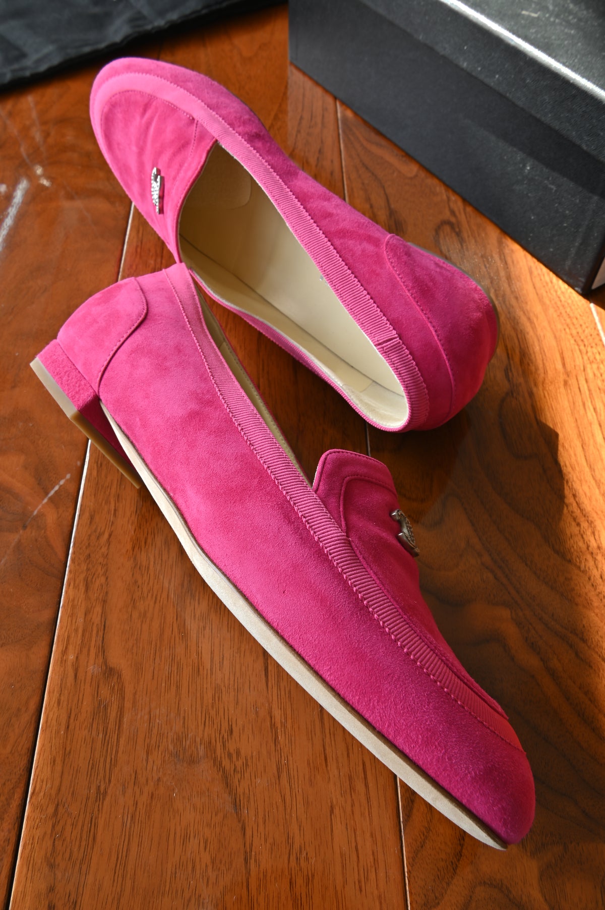 Chanel Hot Pink Suede Loafers side