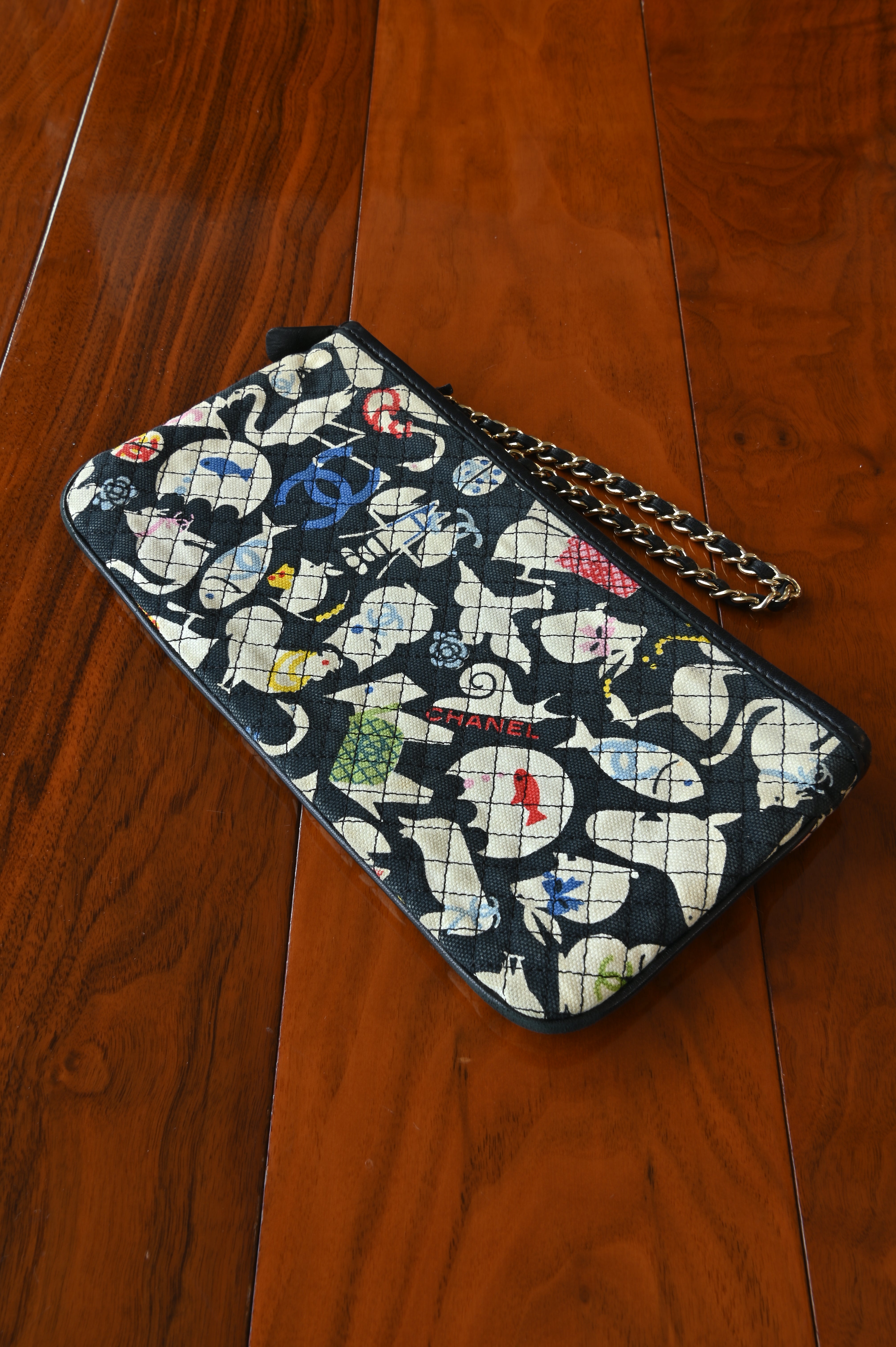 Chanel Multicolor Quilted Animal Pouch back