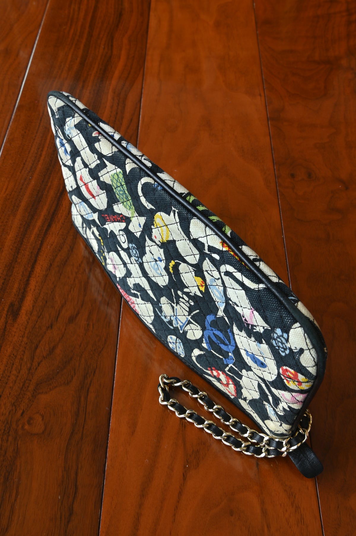 Chanel Multicolor Quilted Animal Pouch bottom