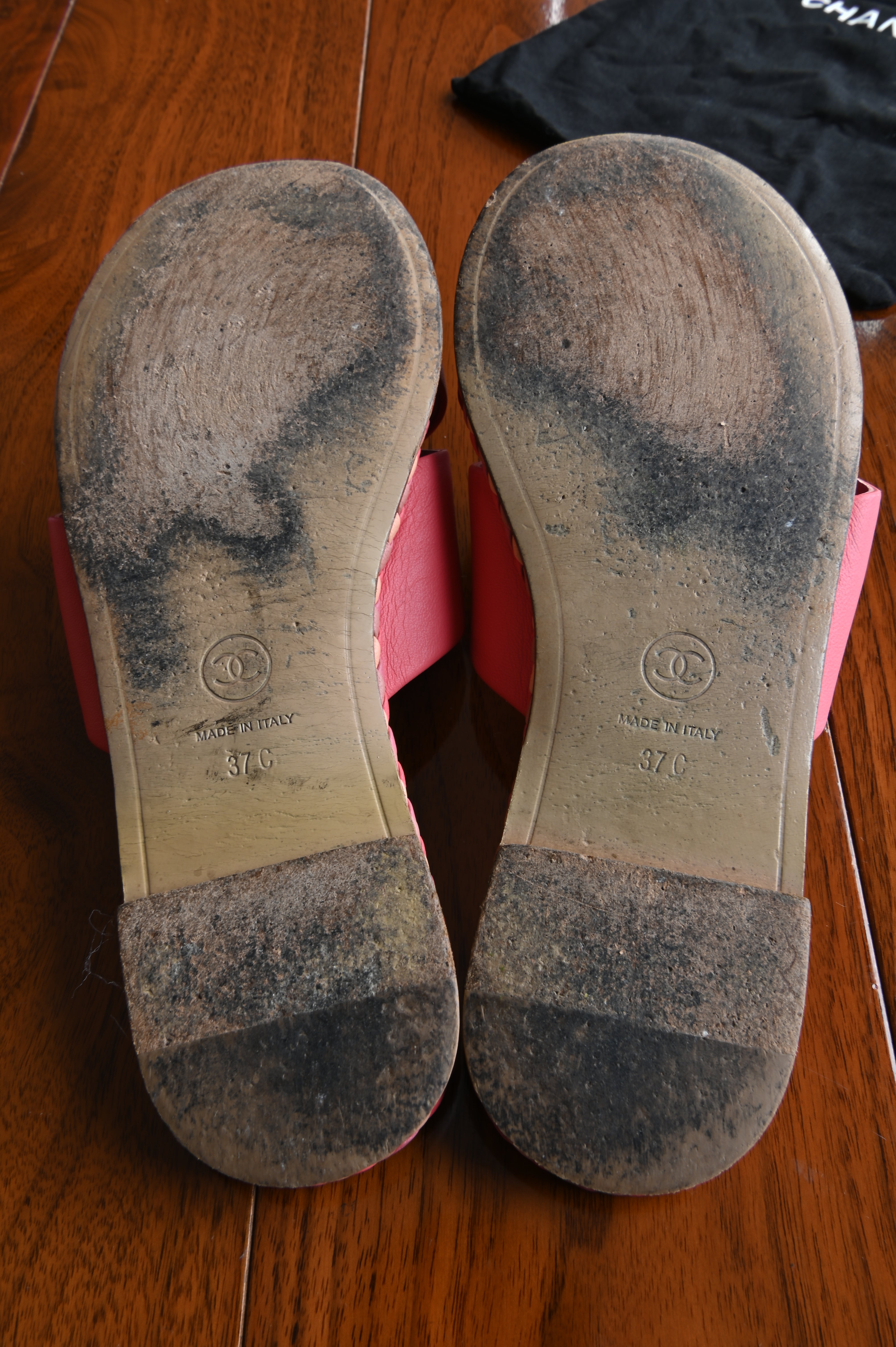 Chanel Pink Criss-Cross Sandal Flats bottom