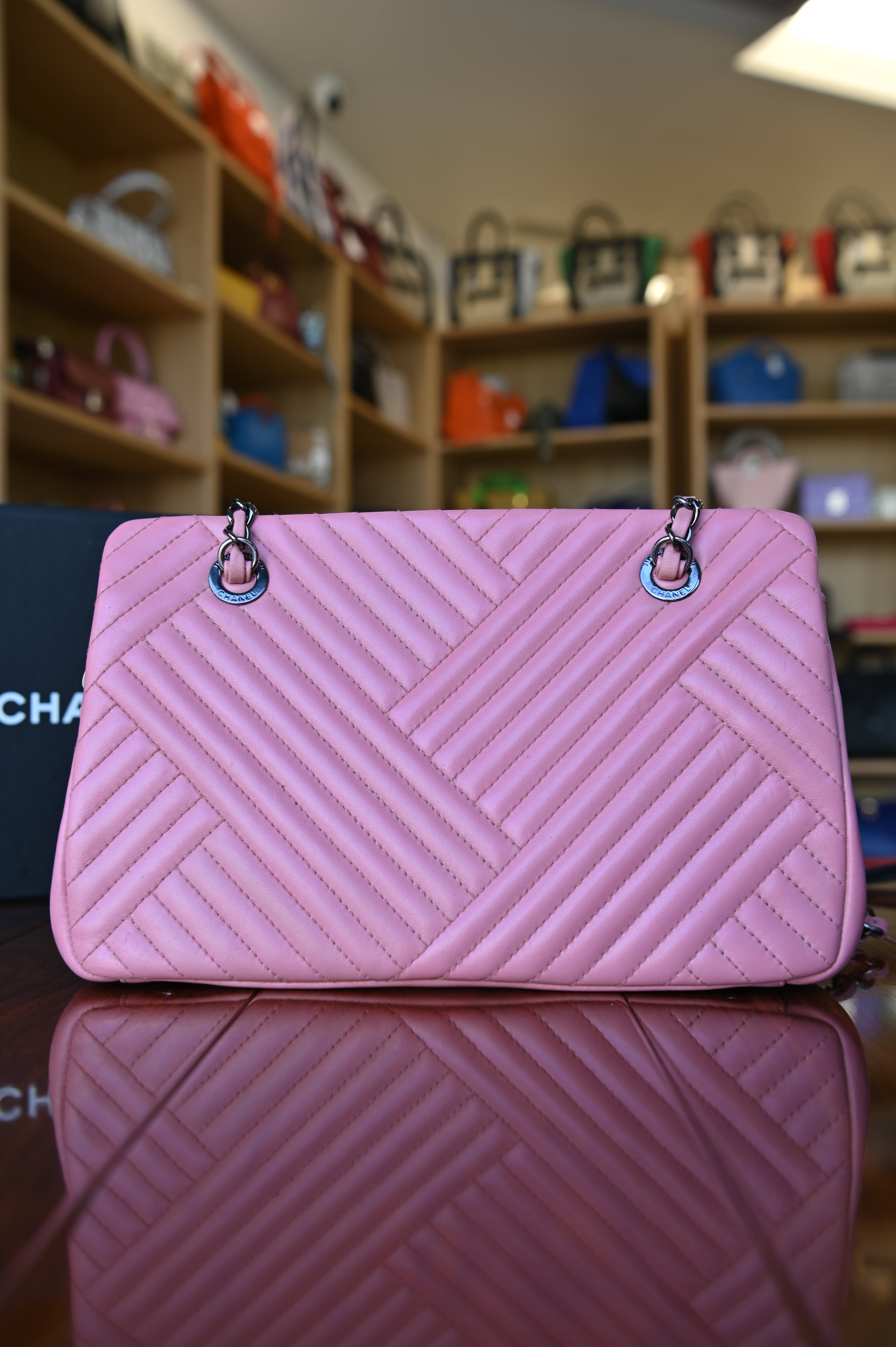 Chanel Pink Quilted Shoulder Bag back