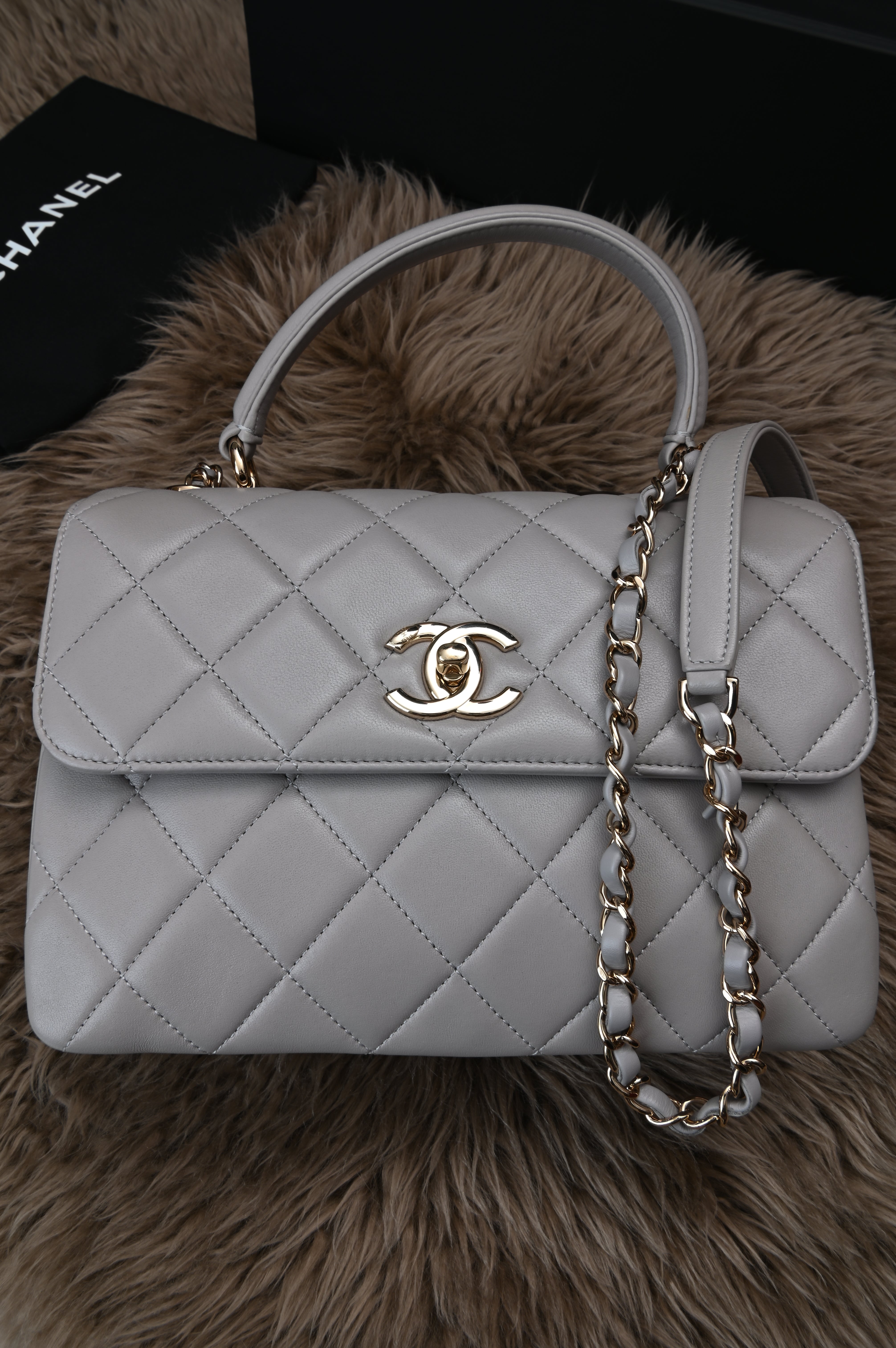 Chanel Small Trendy CC Grey Lambskin Gold Hardware