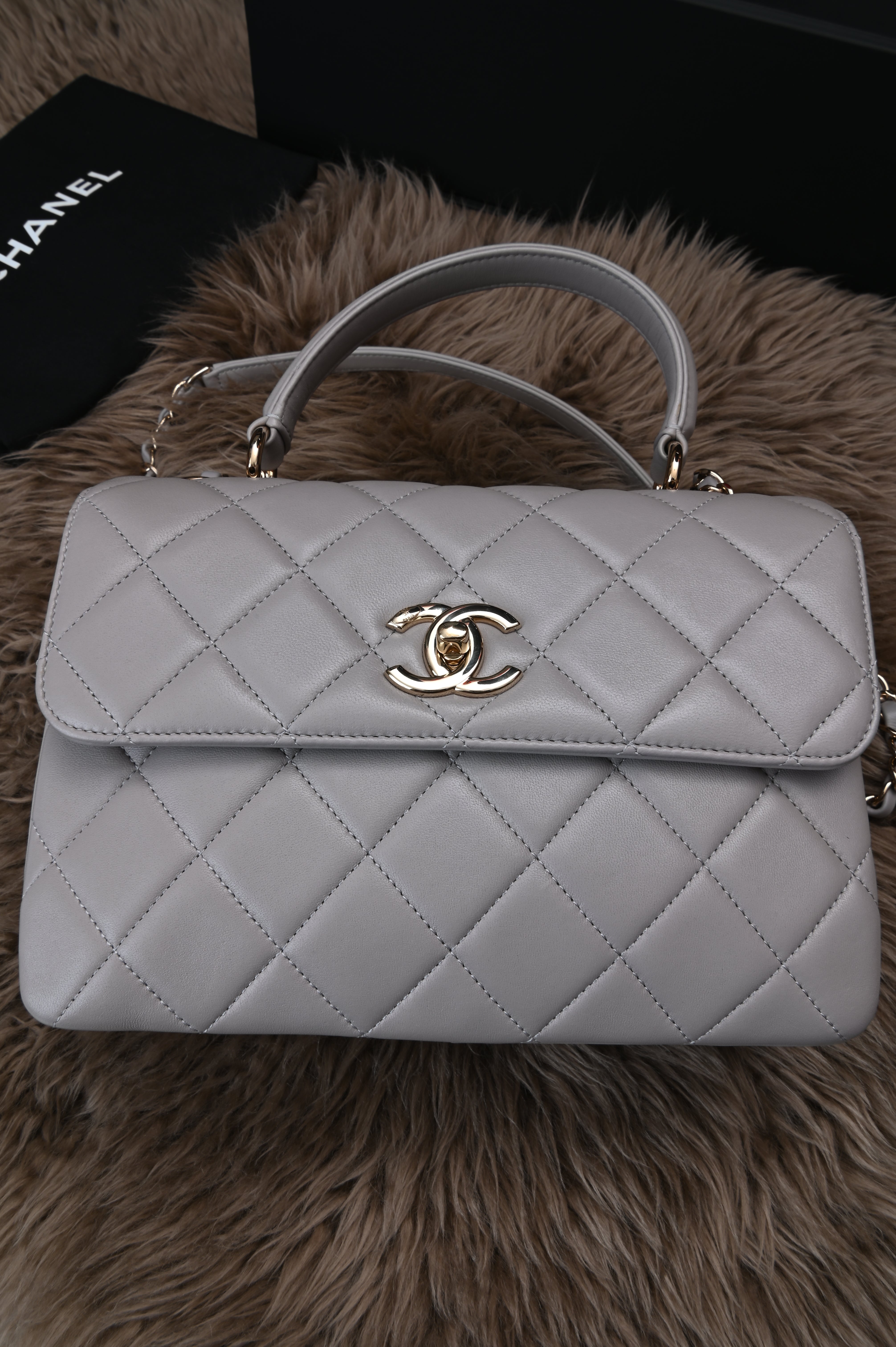 Chanel Small Trendy CC Grey Lambskin Gold Hardware