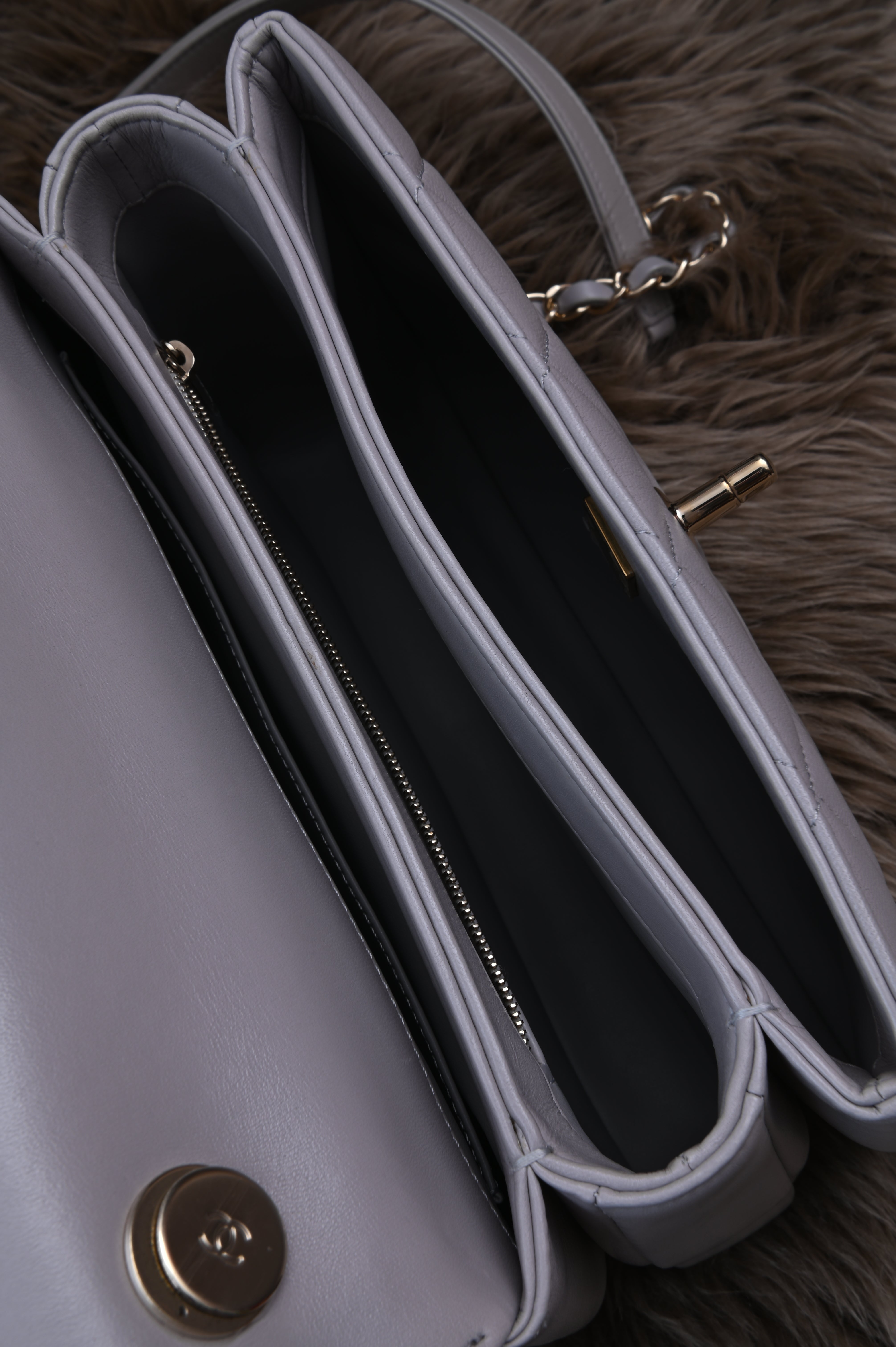 Chanel Small Trendy CC Grey Lambskin Gold Hardware