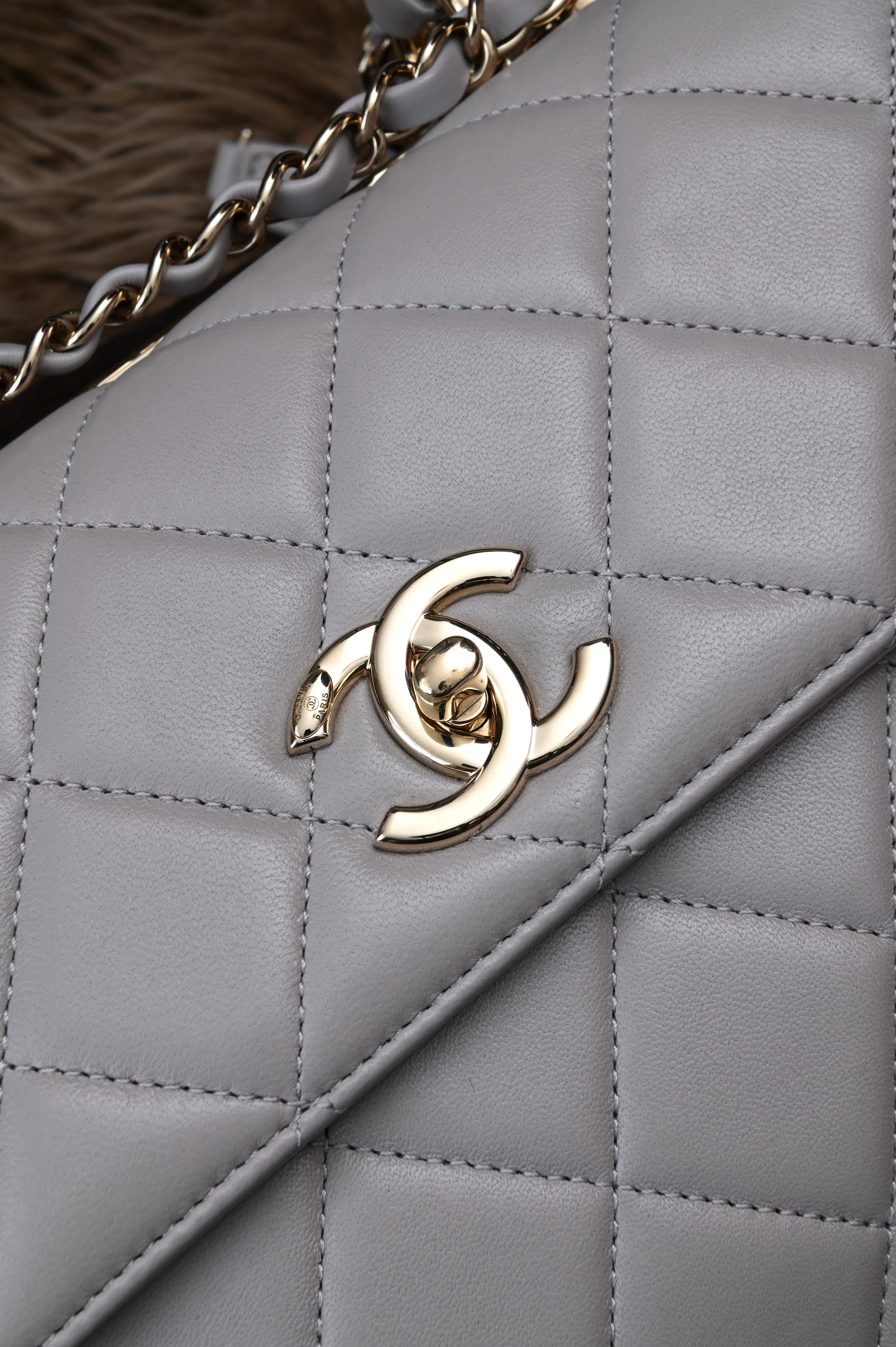 Chanel Small Trendy CC Grey Lambskin Gold Hardware