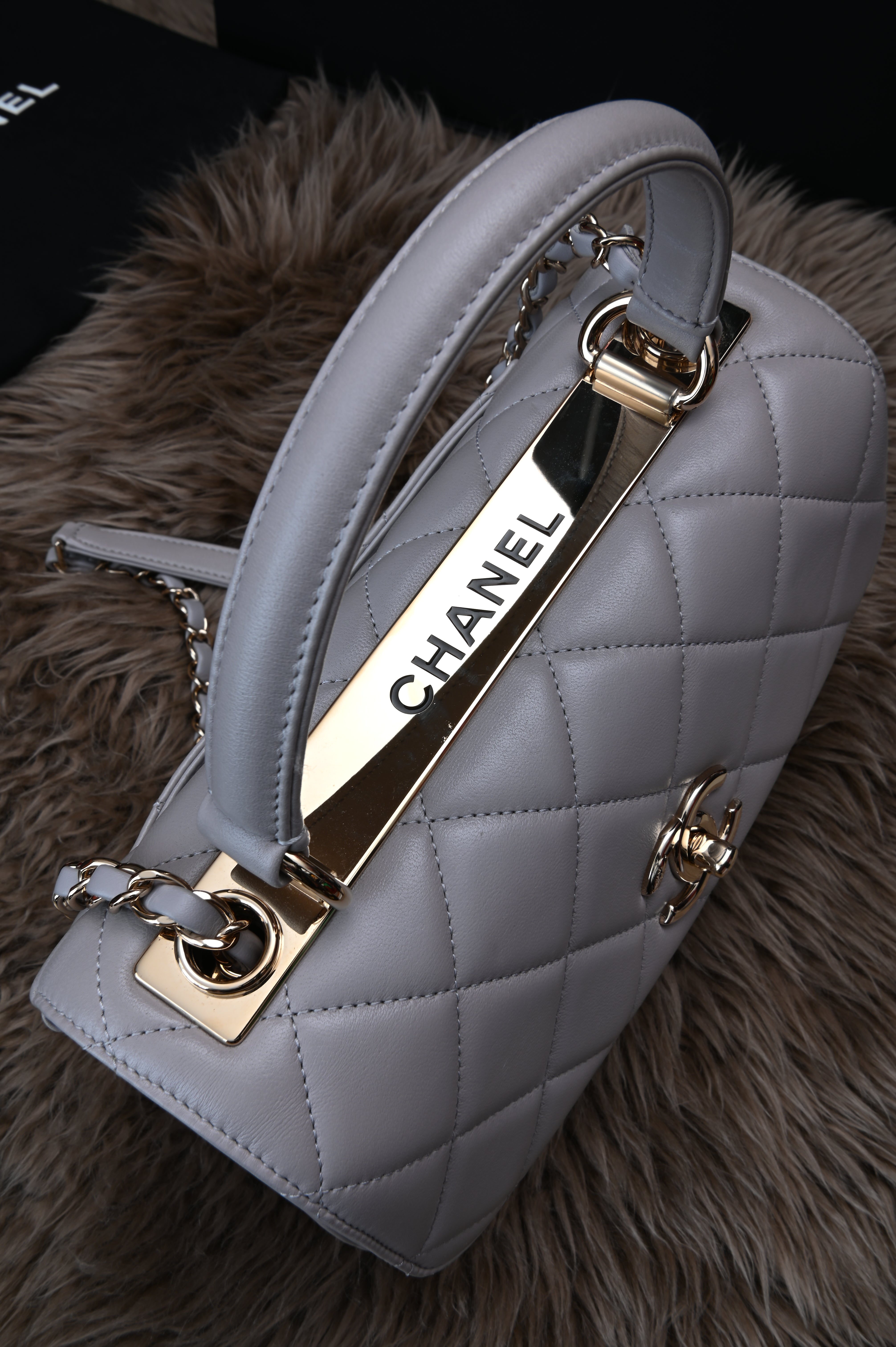 Chanel Small Trendy CC Grey Lambskin Gold Hardware