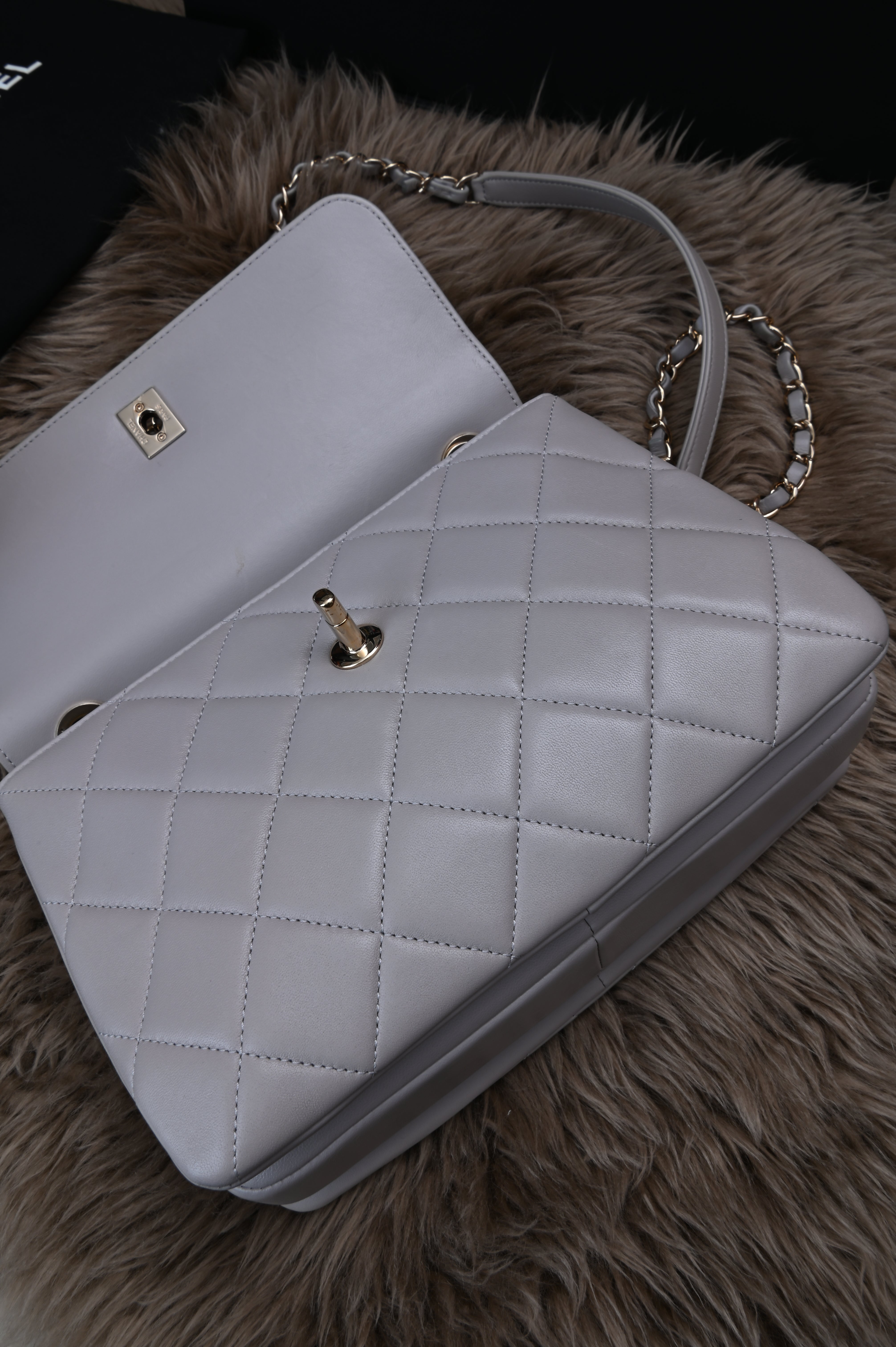 Chanel Small Trendy CC Grey Lambskin Gold Hardware