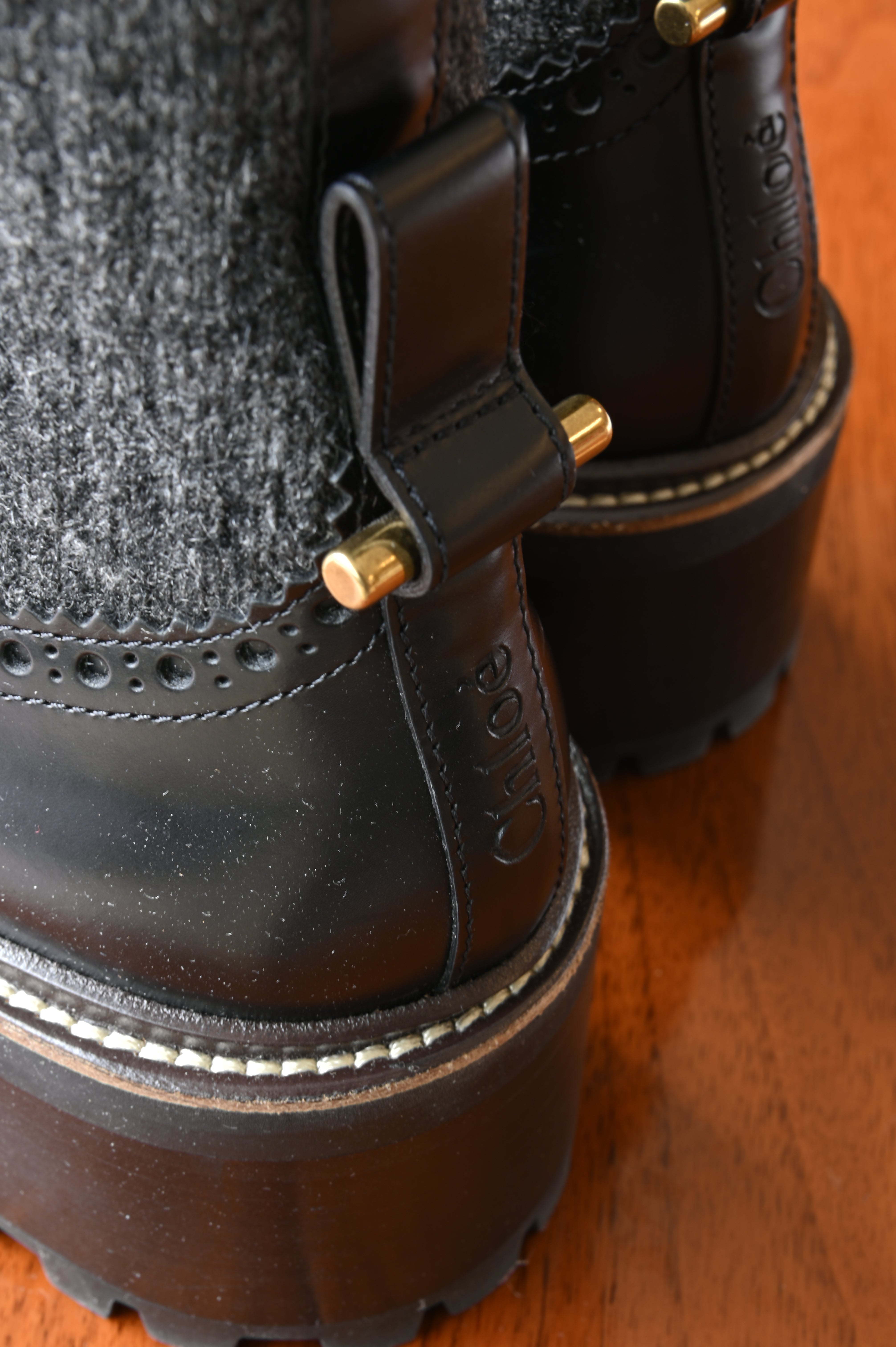Chloé Black Knitted Franne Ankle Boots back