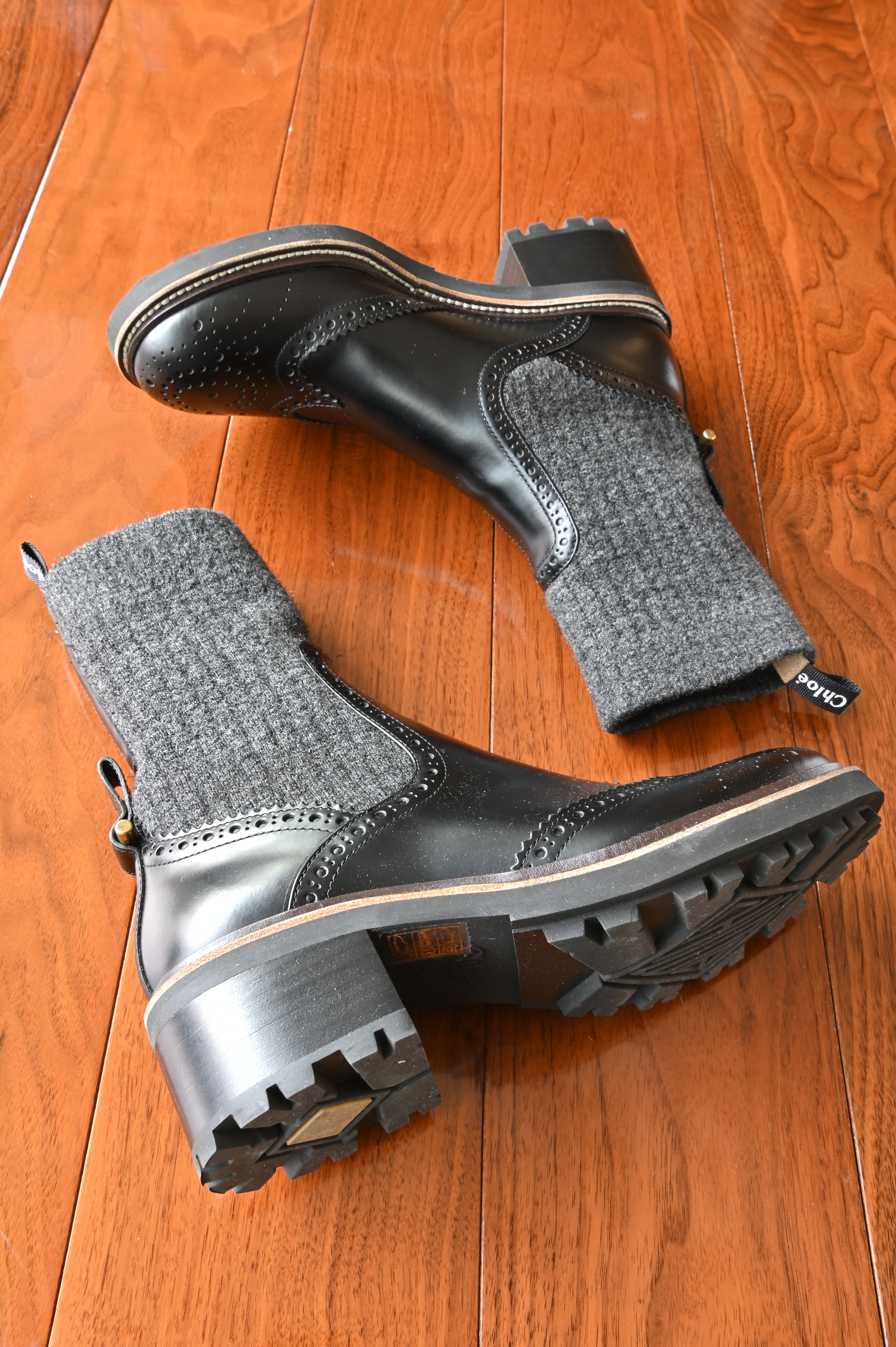 Chloé Black Knitted Franne Ankle Boots side