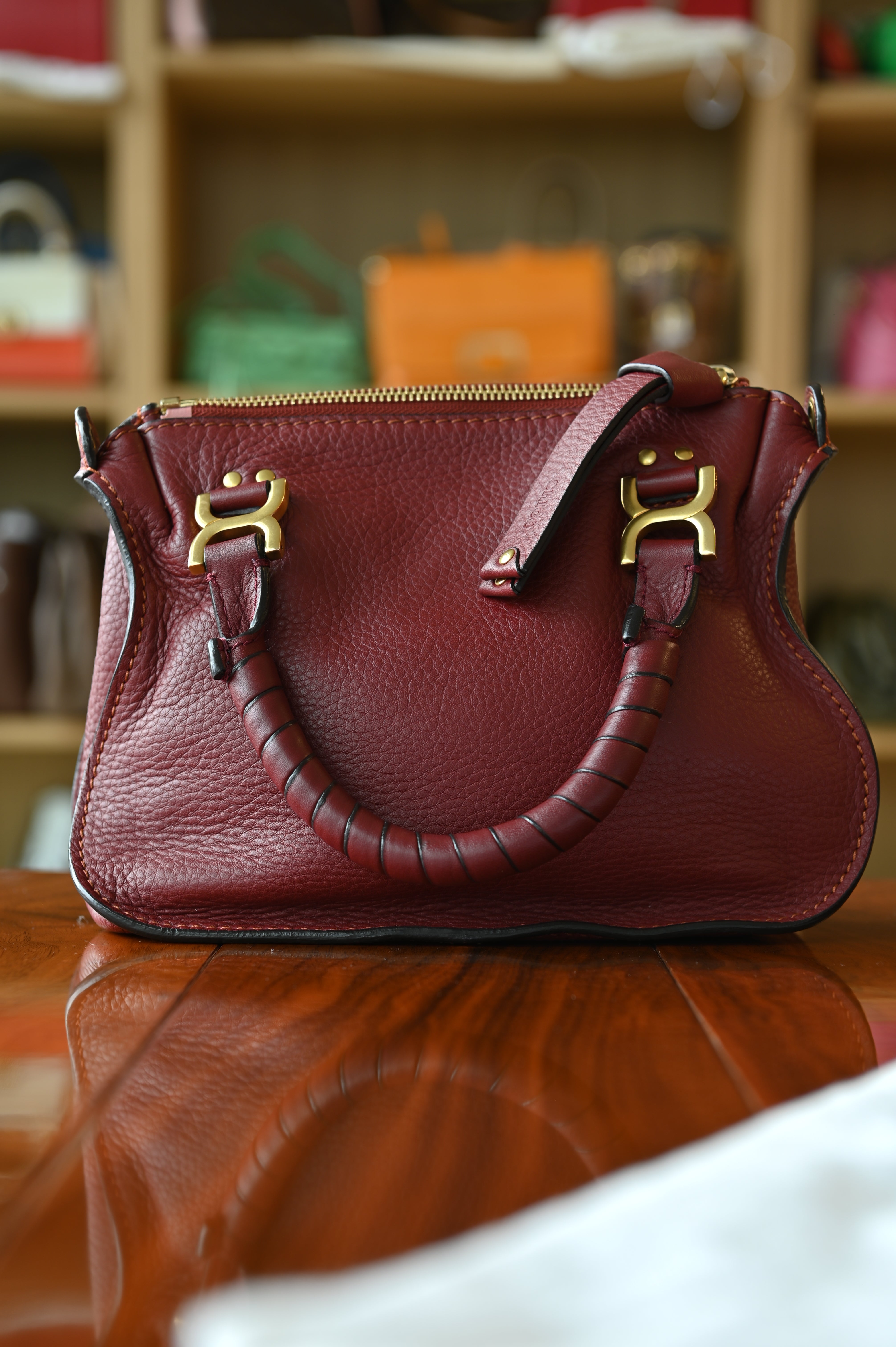 Chloé Marcie Burgundy Shoulder Bag back