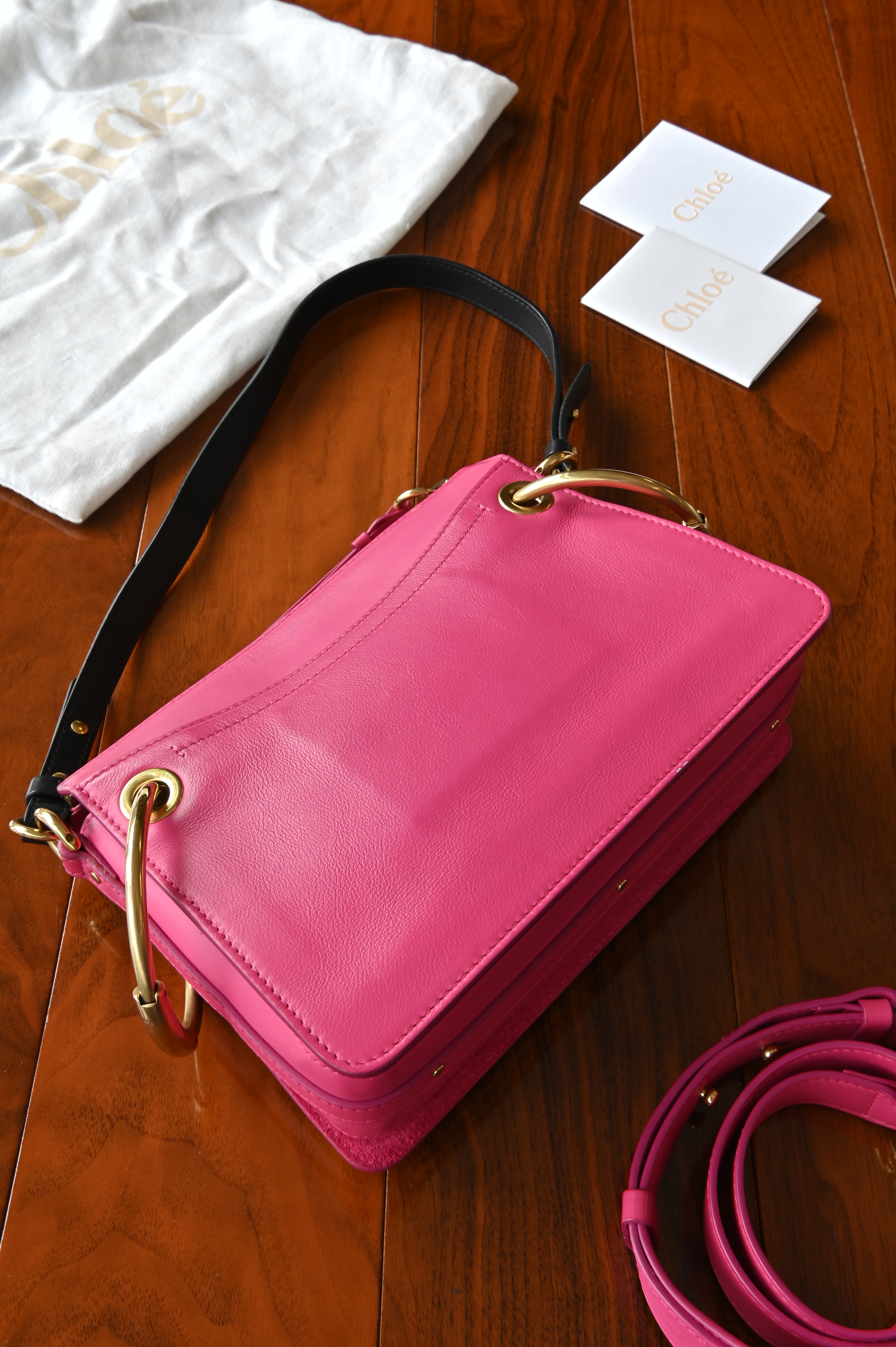 Chloé Small Pink Suede Calf Shoulder Bag back