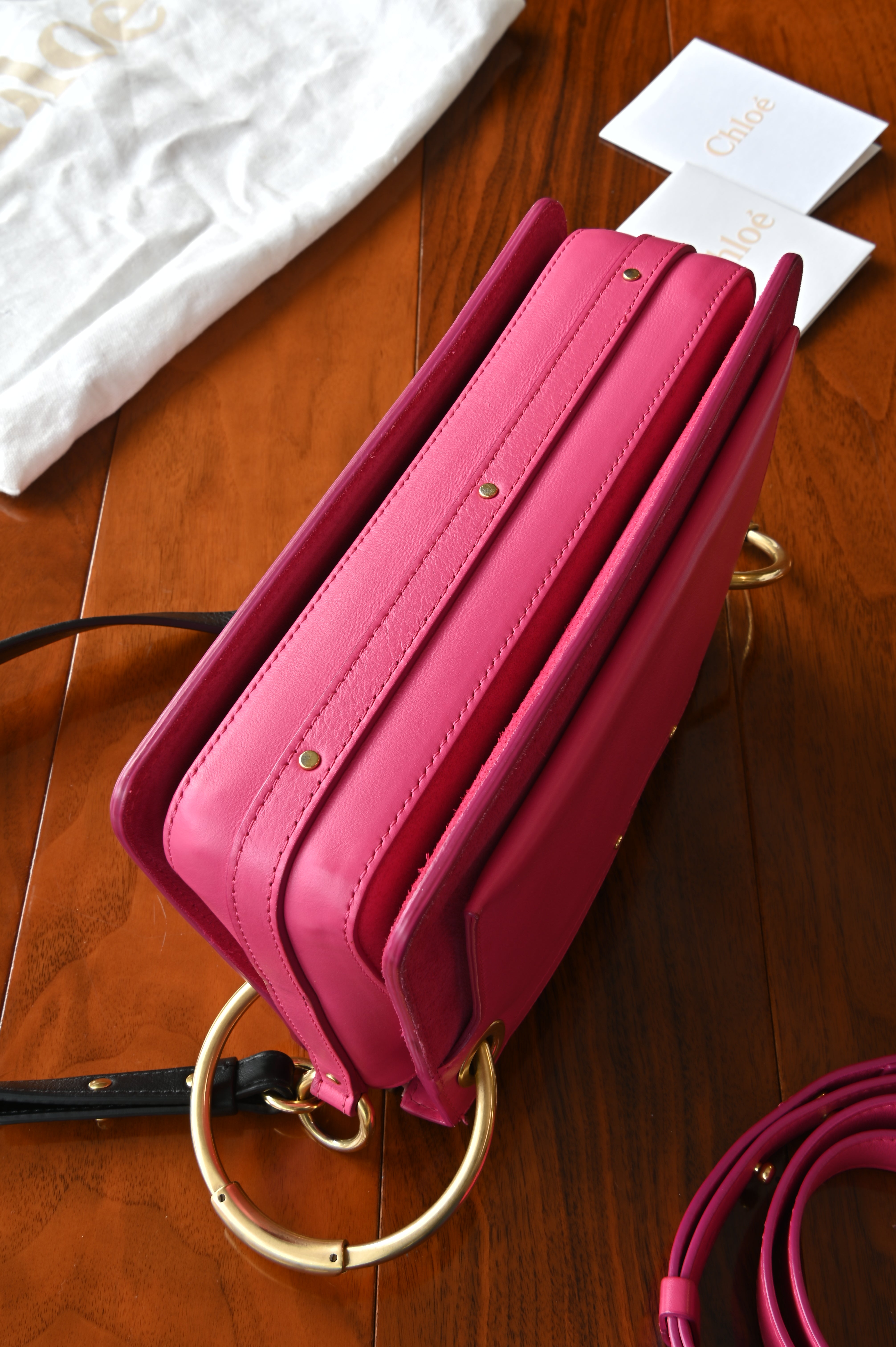 Chloé Small Pink Suede Calf Shoulder Bag bottom