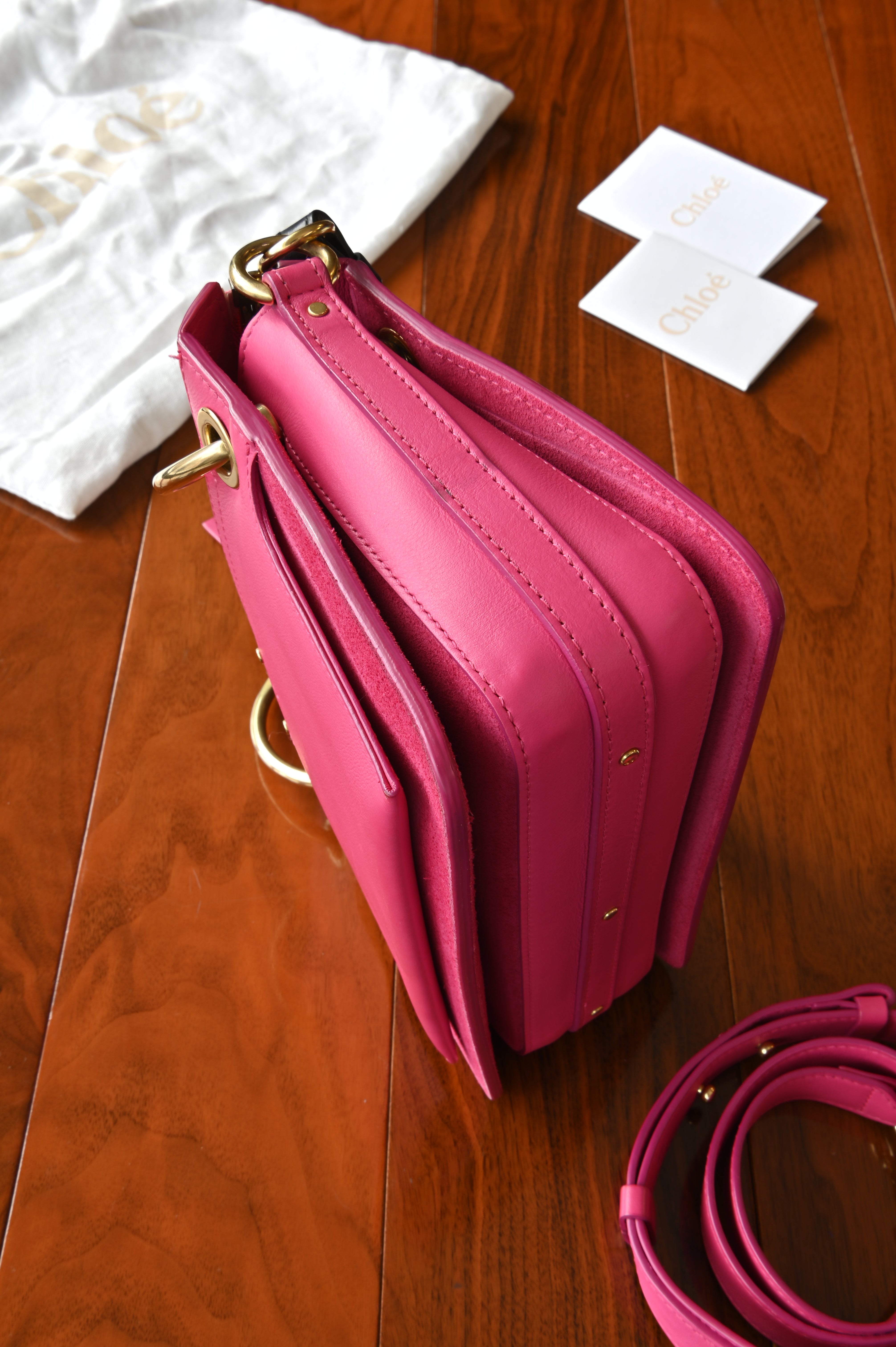 Chloé Small Pink Suede Calf Shoulder Bag side two