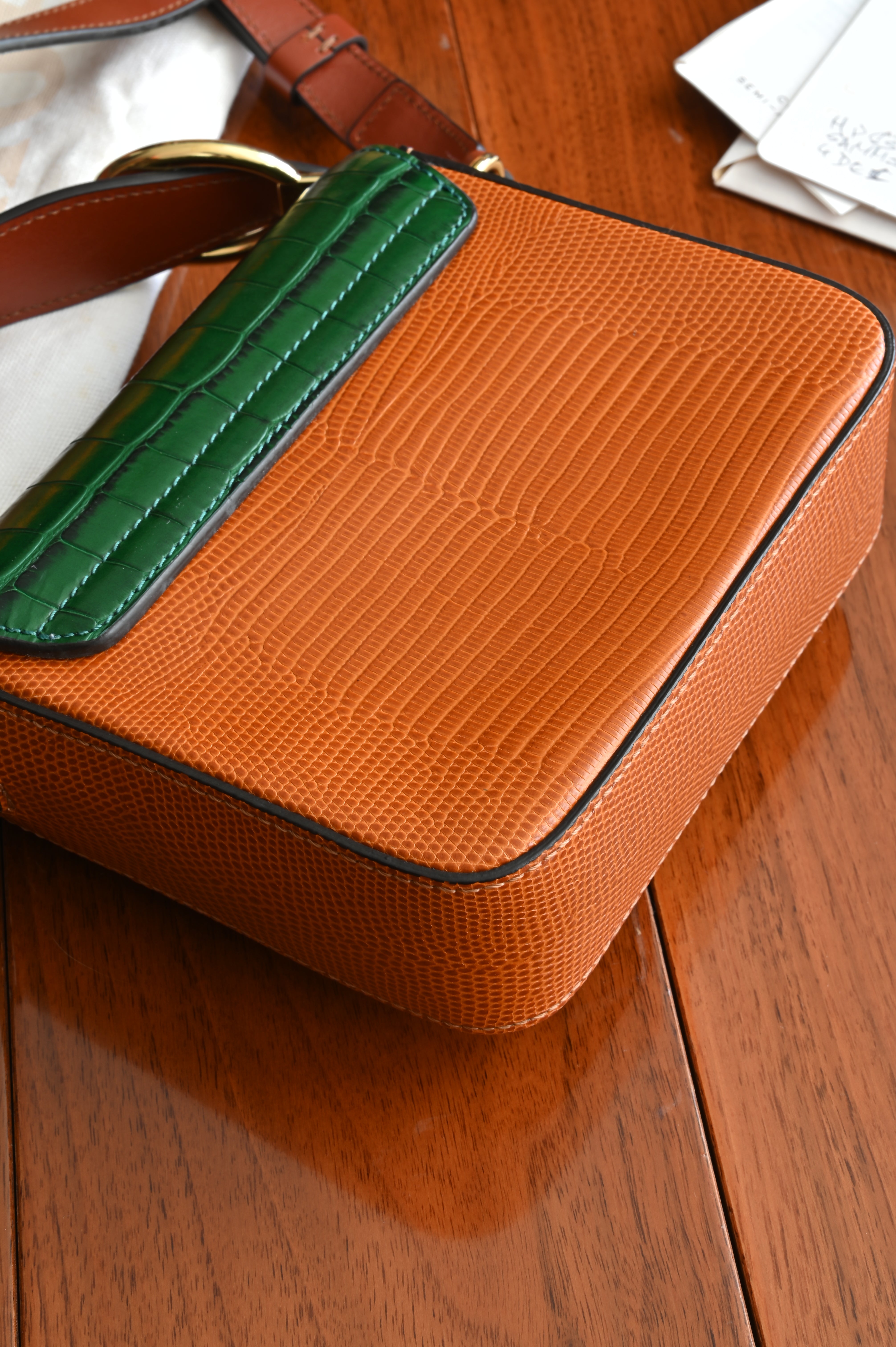 Chloe C Croc Lizard Emboss Mini Leather Bag back angle