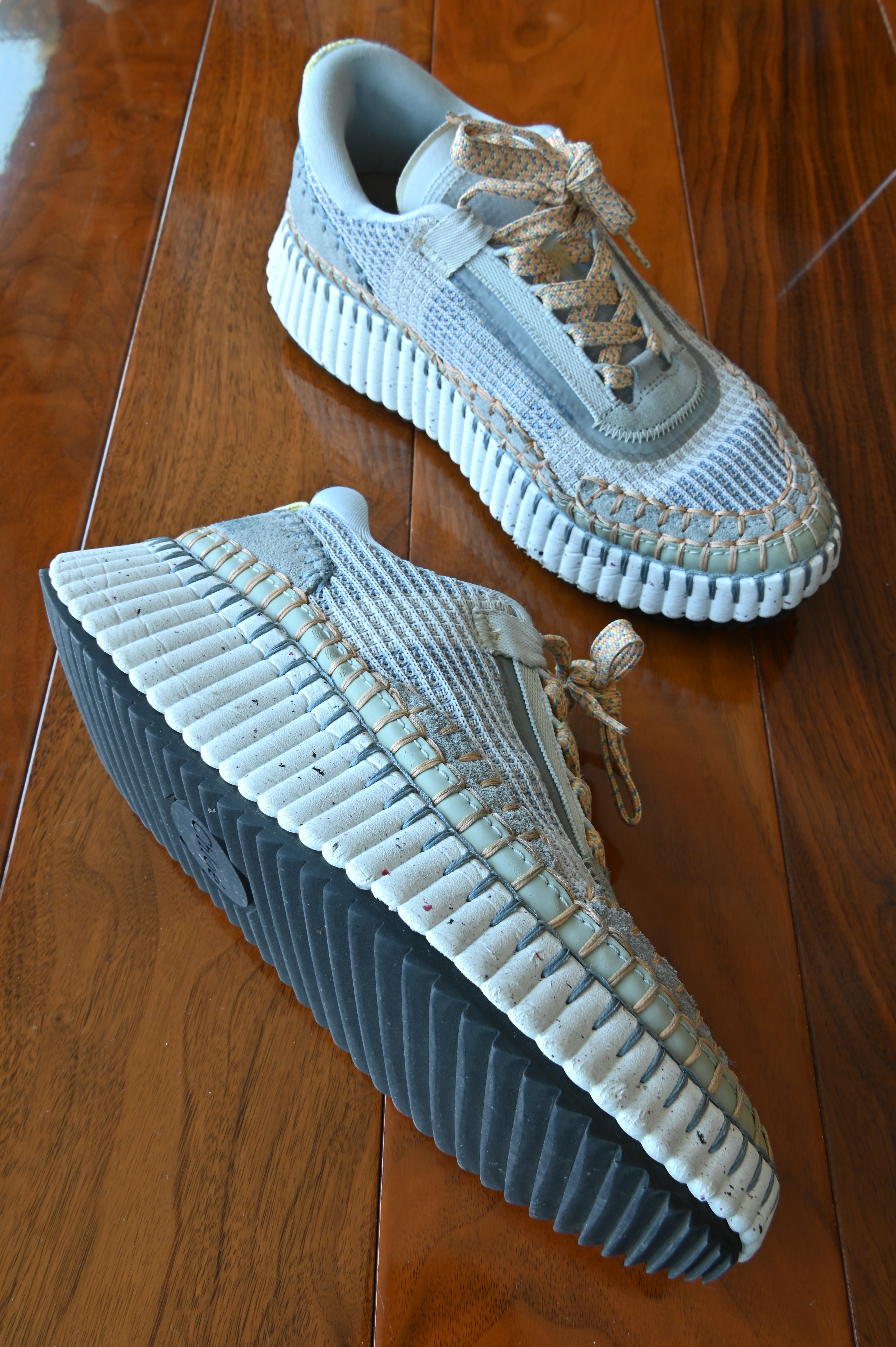 Chloe Light Blue & Orange Woven Sneakers left