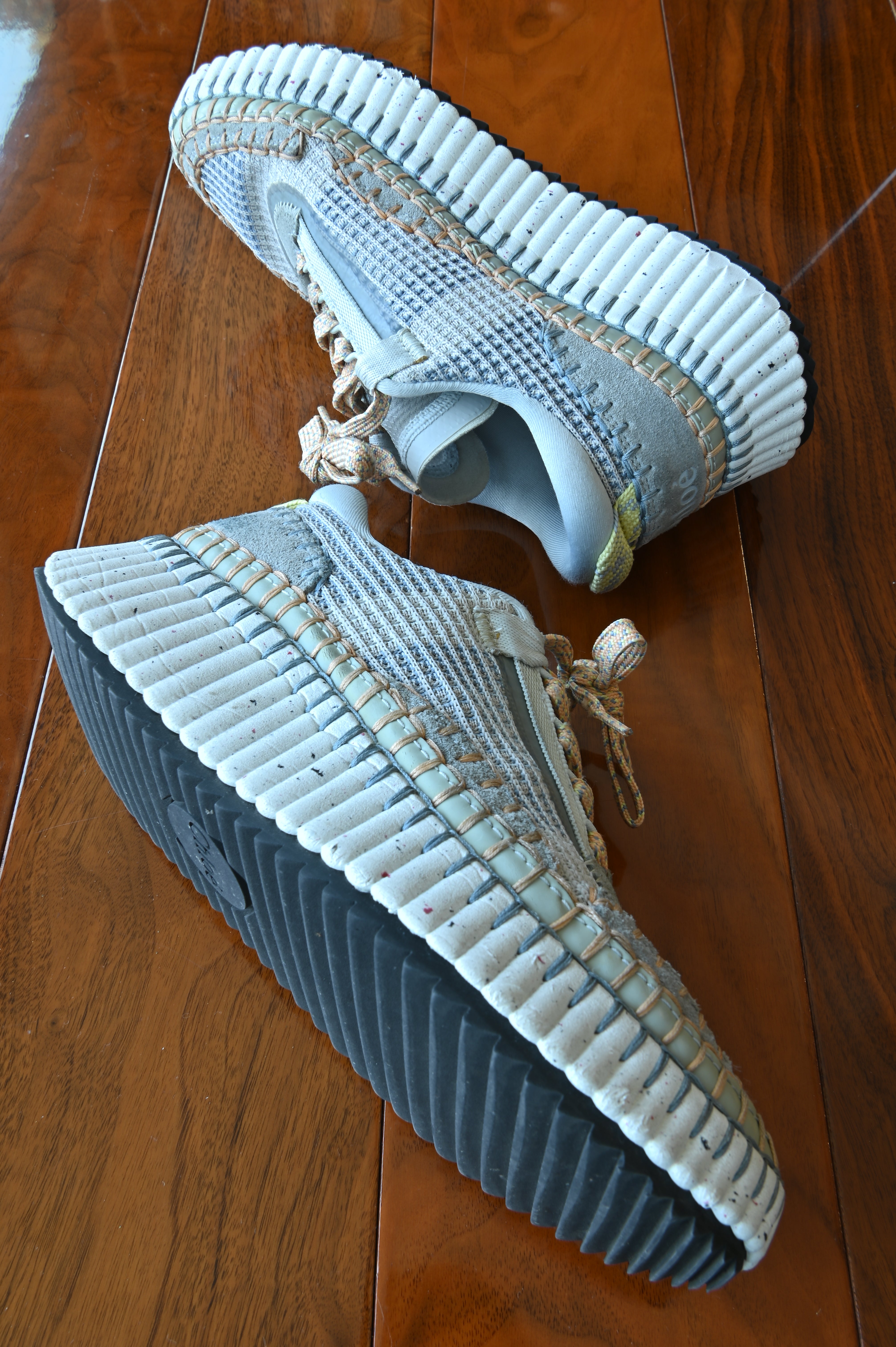 Chloe Light Blue & Orange Woven Sneakers side