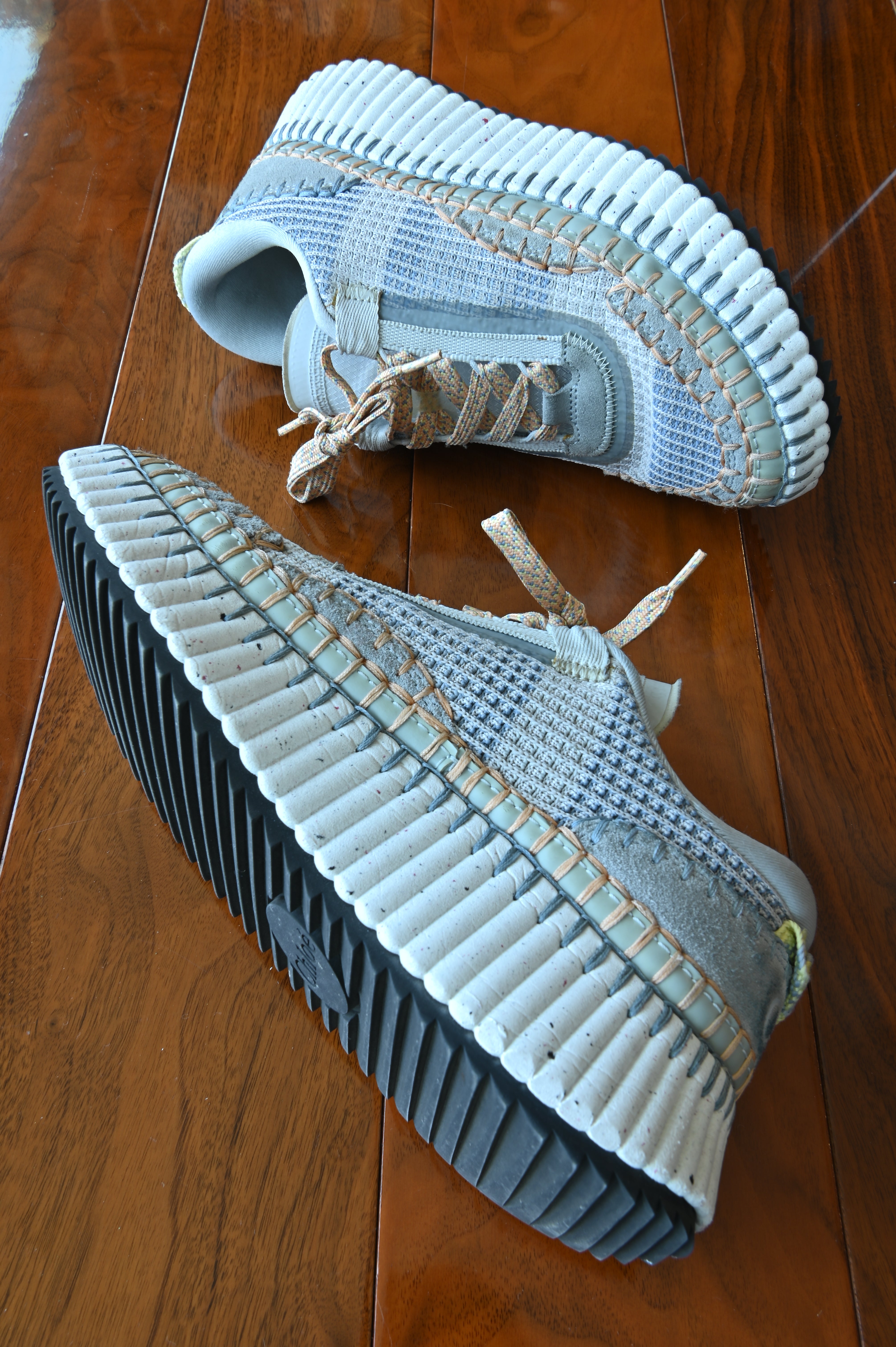 Chloe Light Blue & Orange Woven Sneakers side two