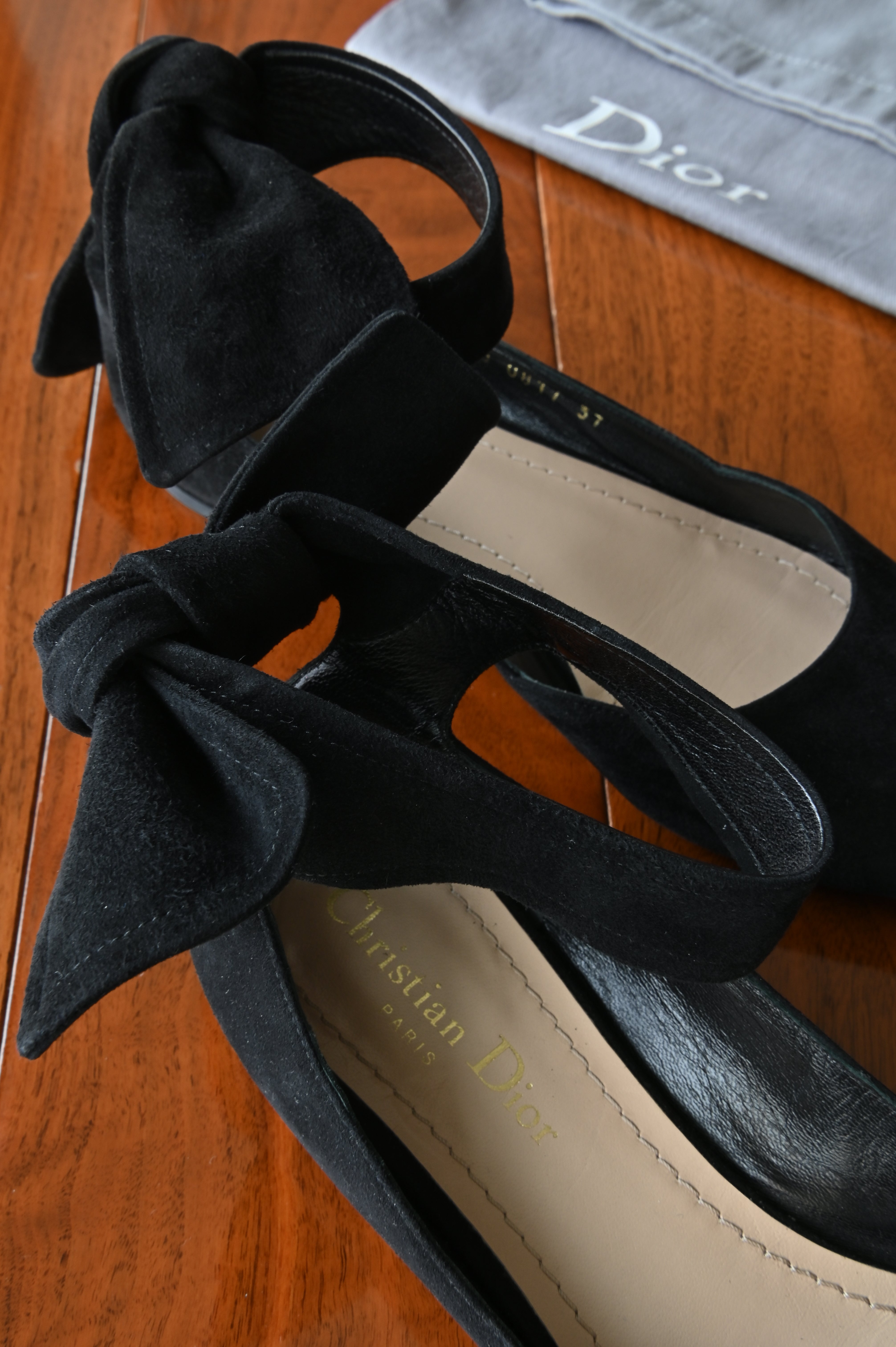 Christian Dior Black La Belle D Ankle Mules logo