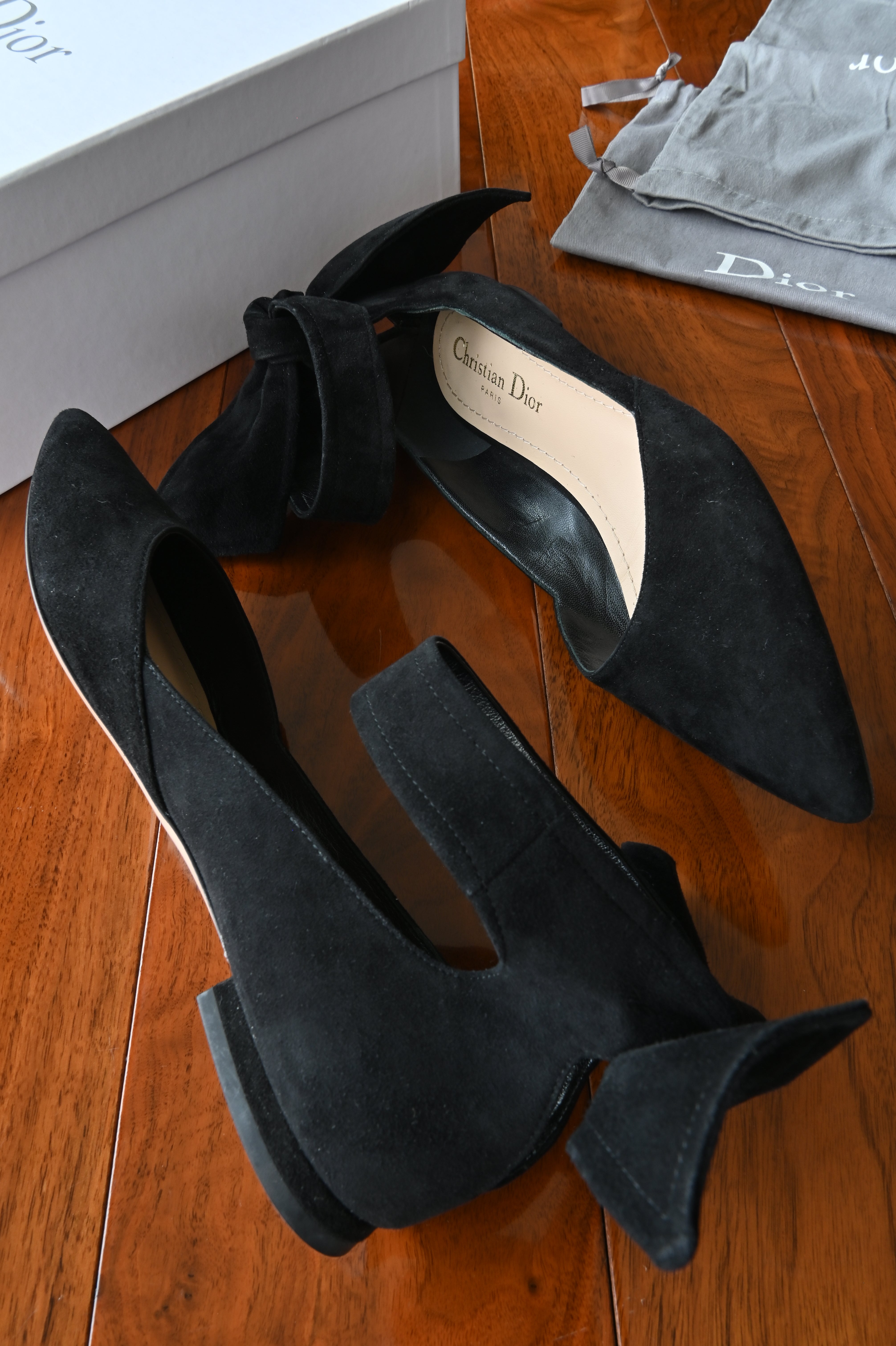Christian Dior Black La Belle D Ankle Mules side two