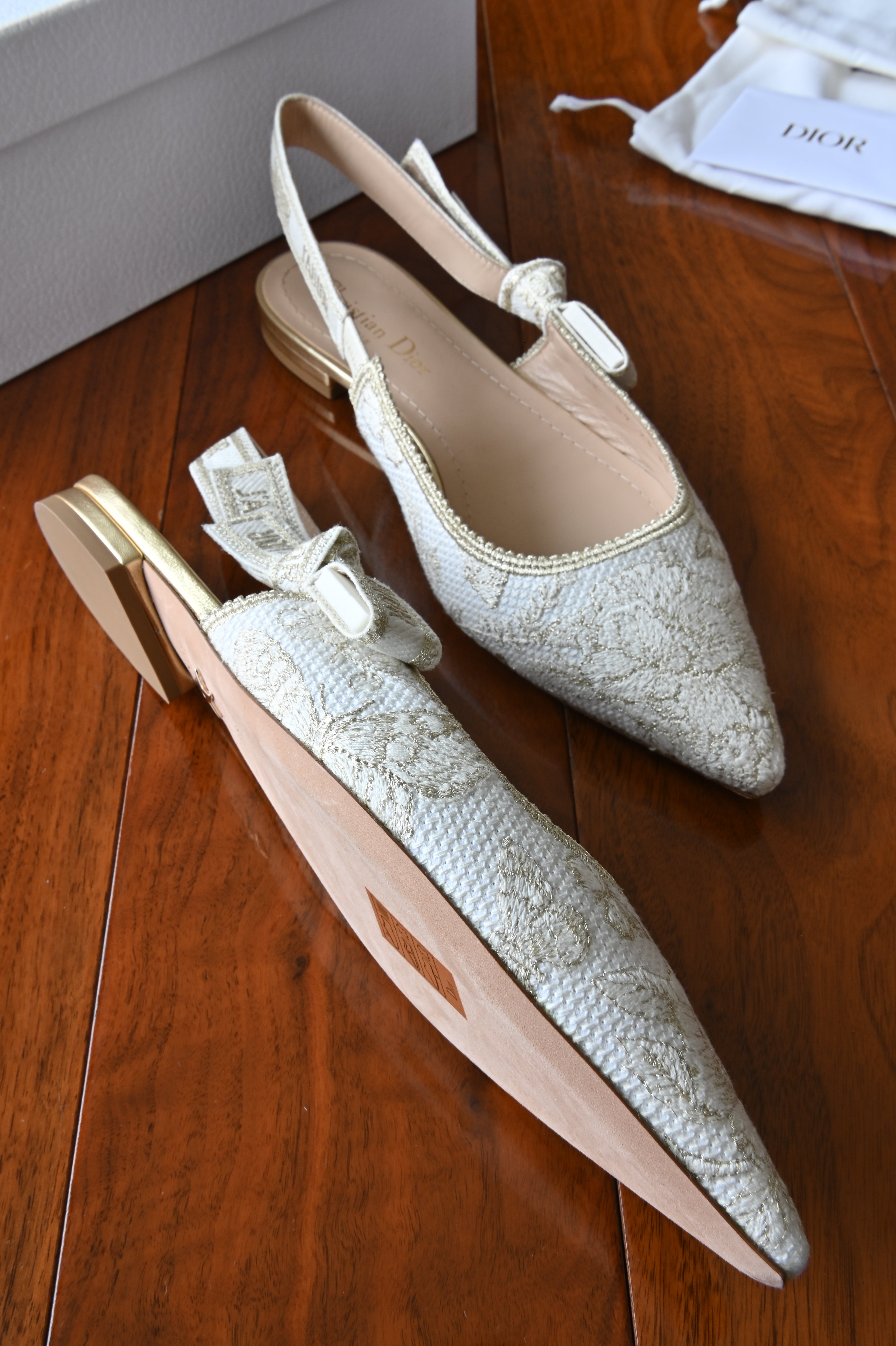 Christian Dior J'Adior White Slingback Mules left