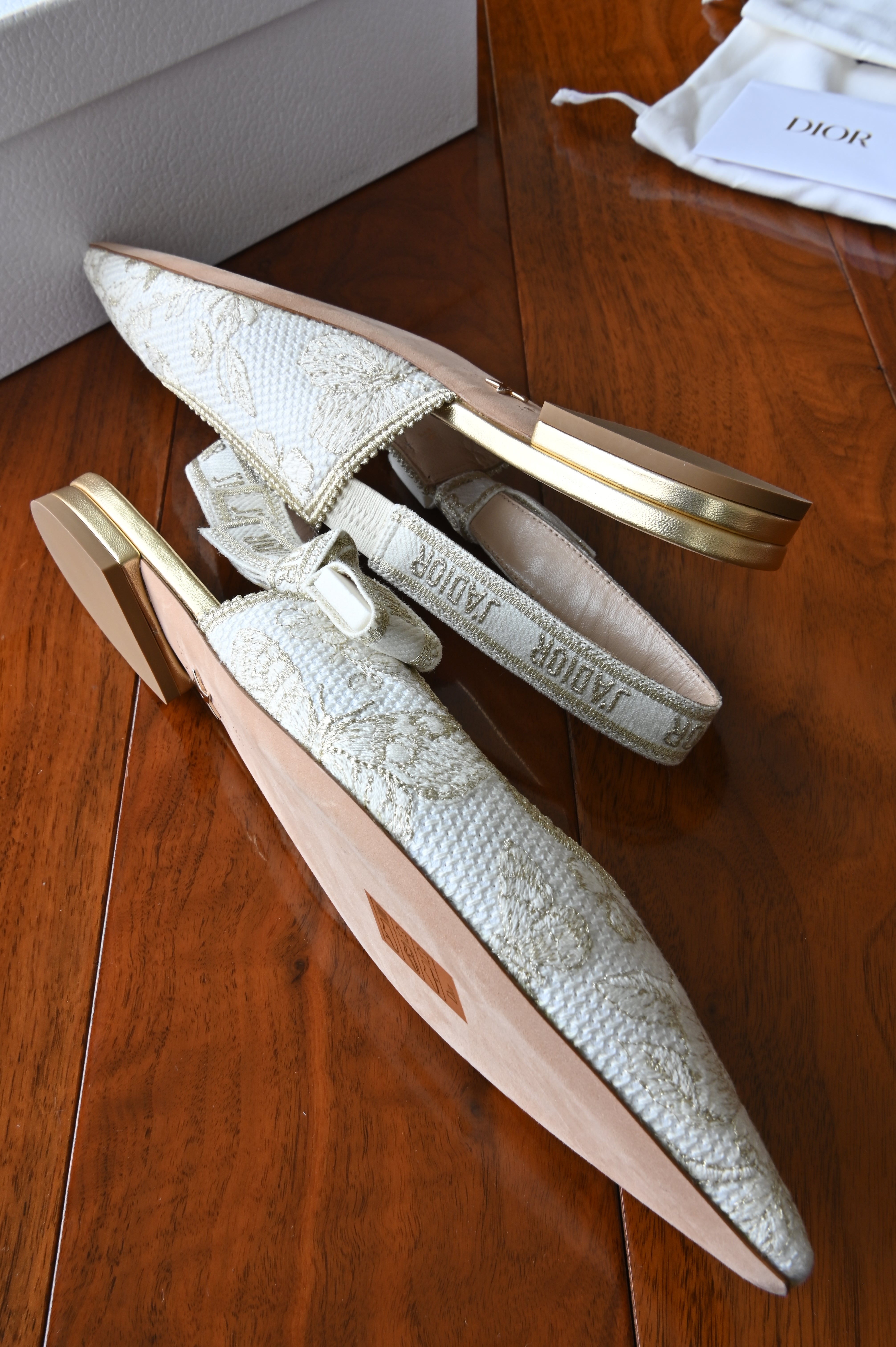 Christian Dior J'Adior White Slingback Mules side