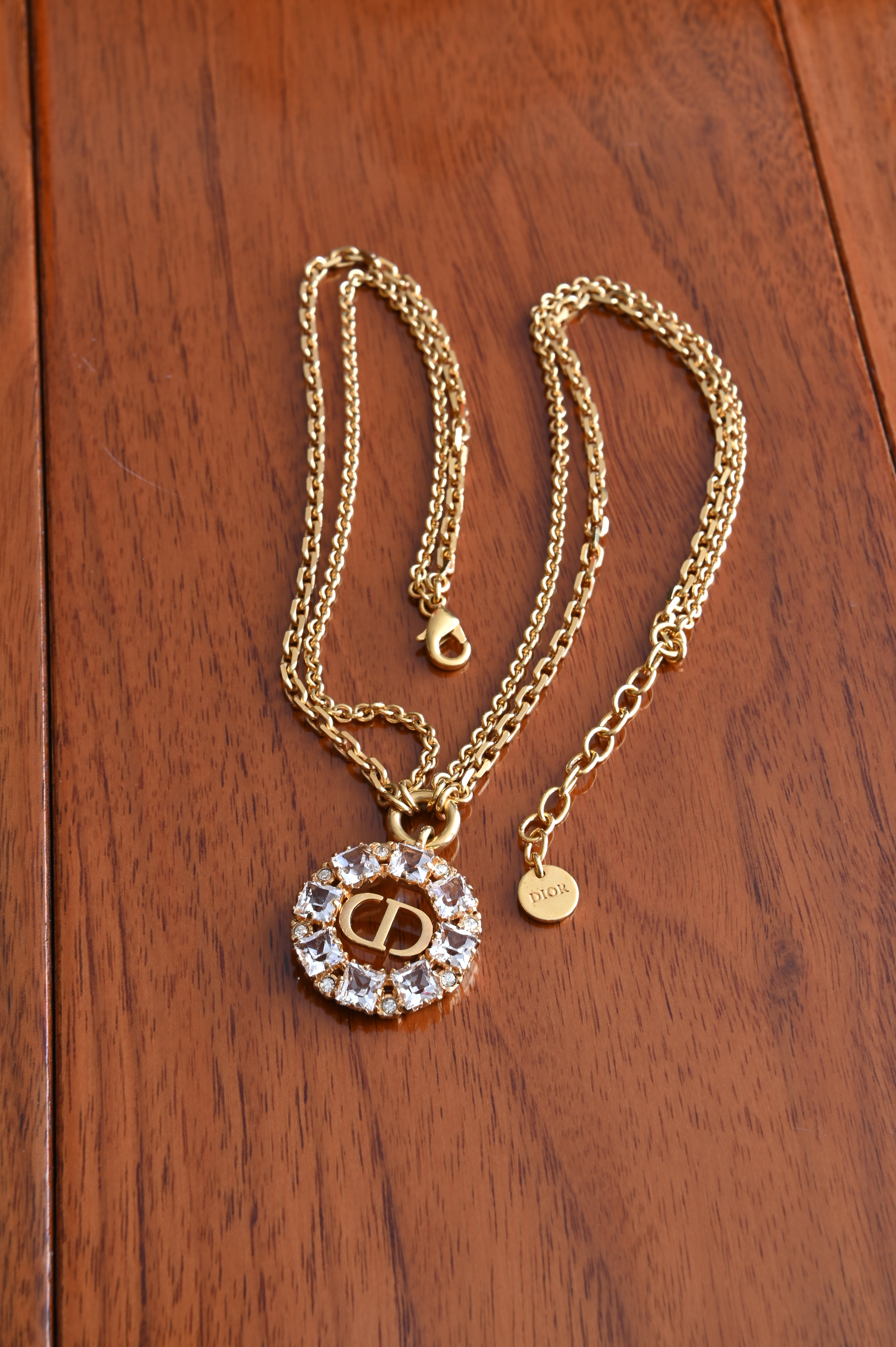 Christian Dior Petit CD pendant Double Necklace with crystals angle three