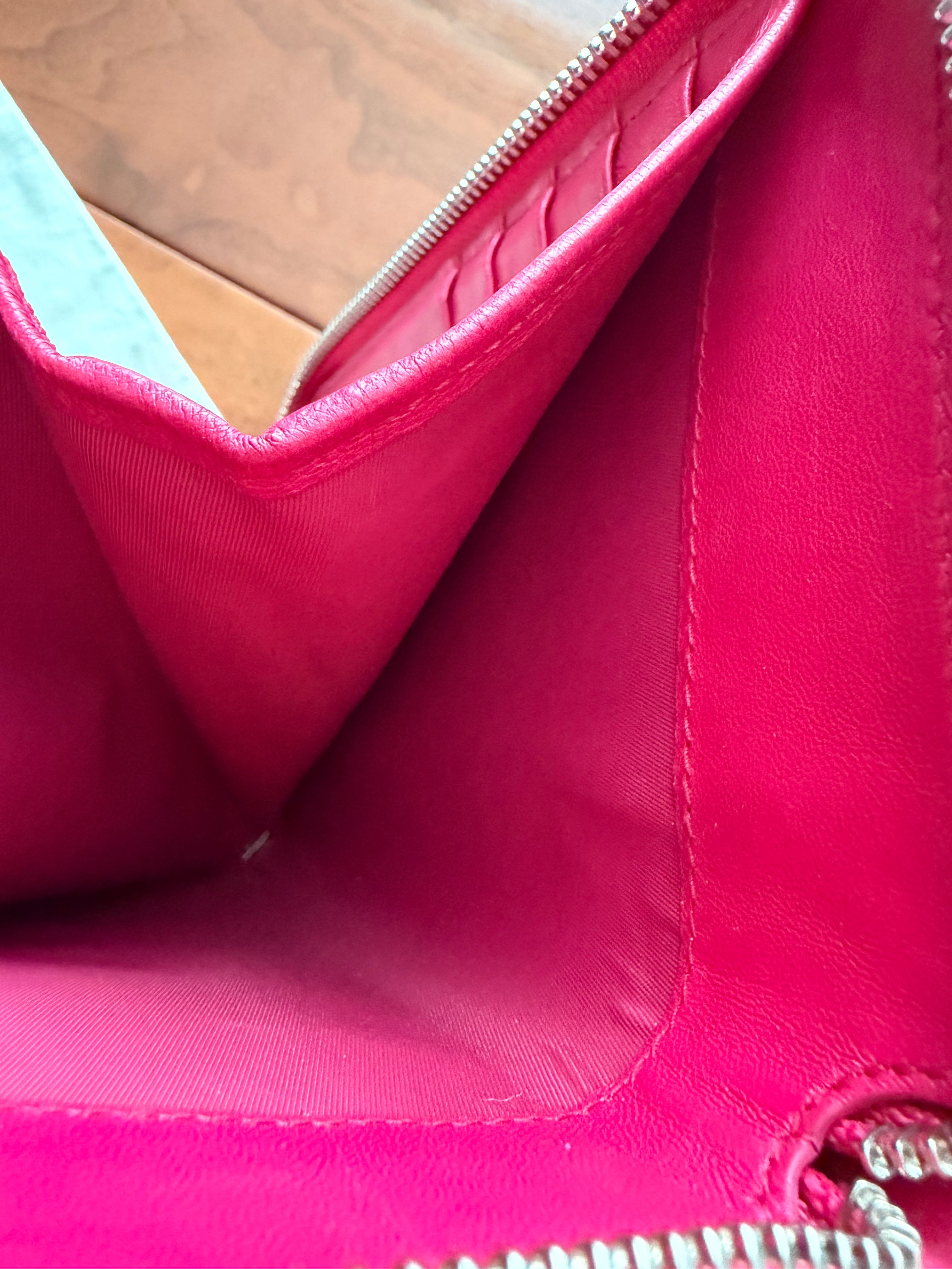 Christian Dior Quilted Zip around pink patent Mid wallet inside