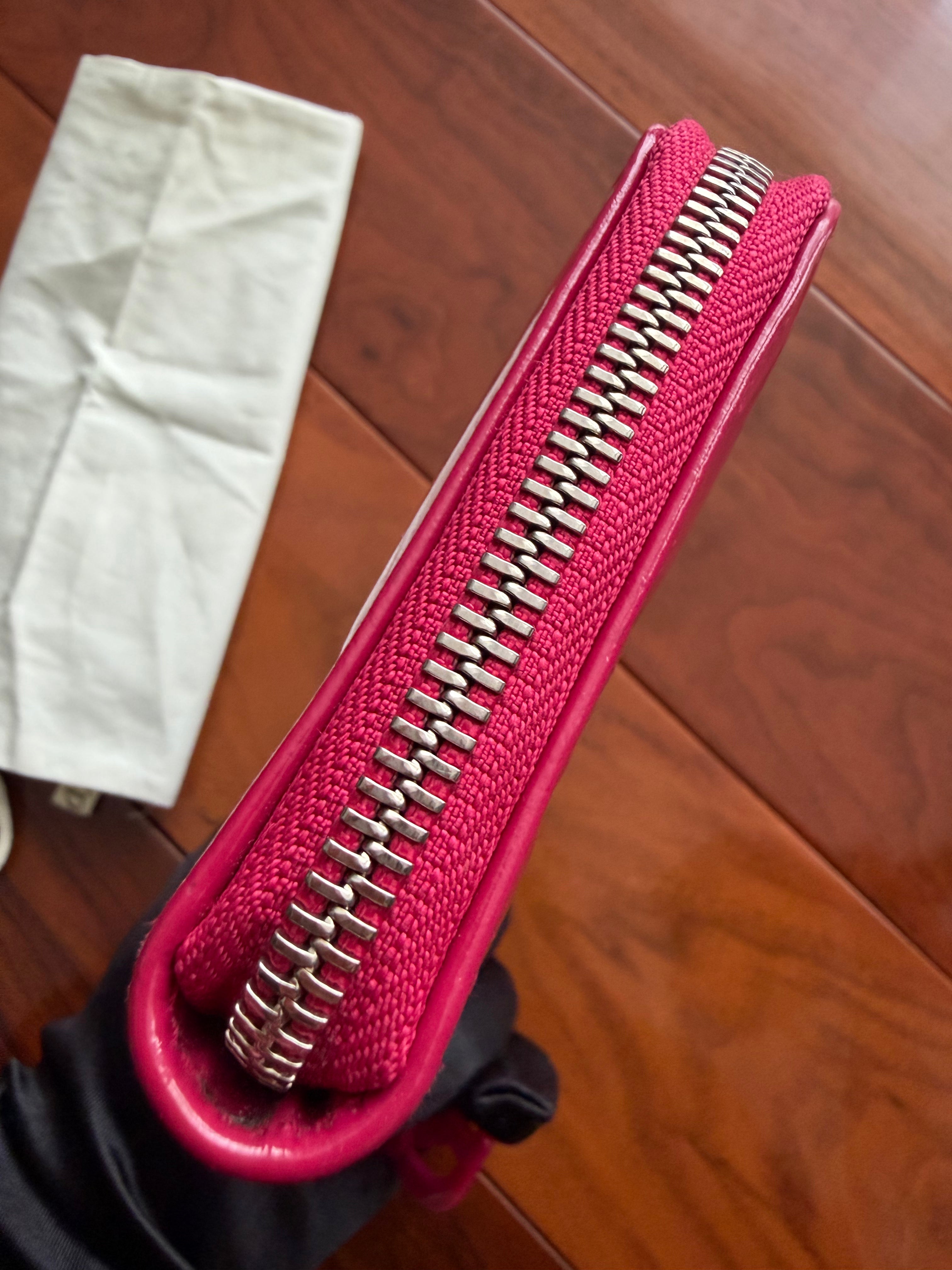 Christian Dior Quilted Zip around pink patent Mid wallet side zipper