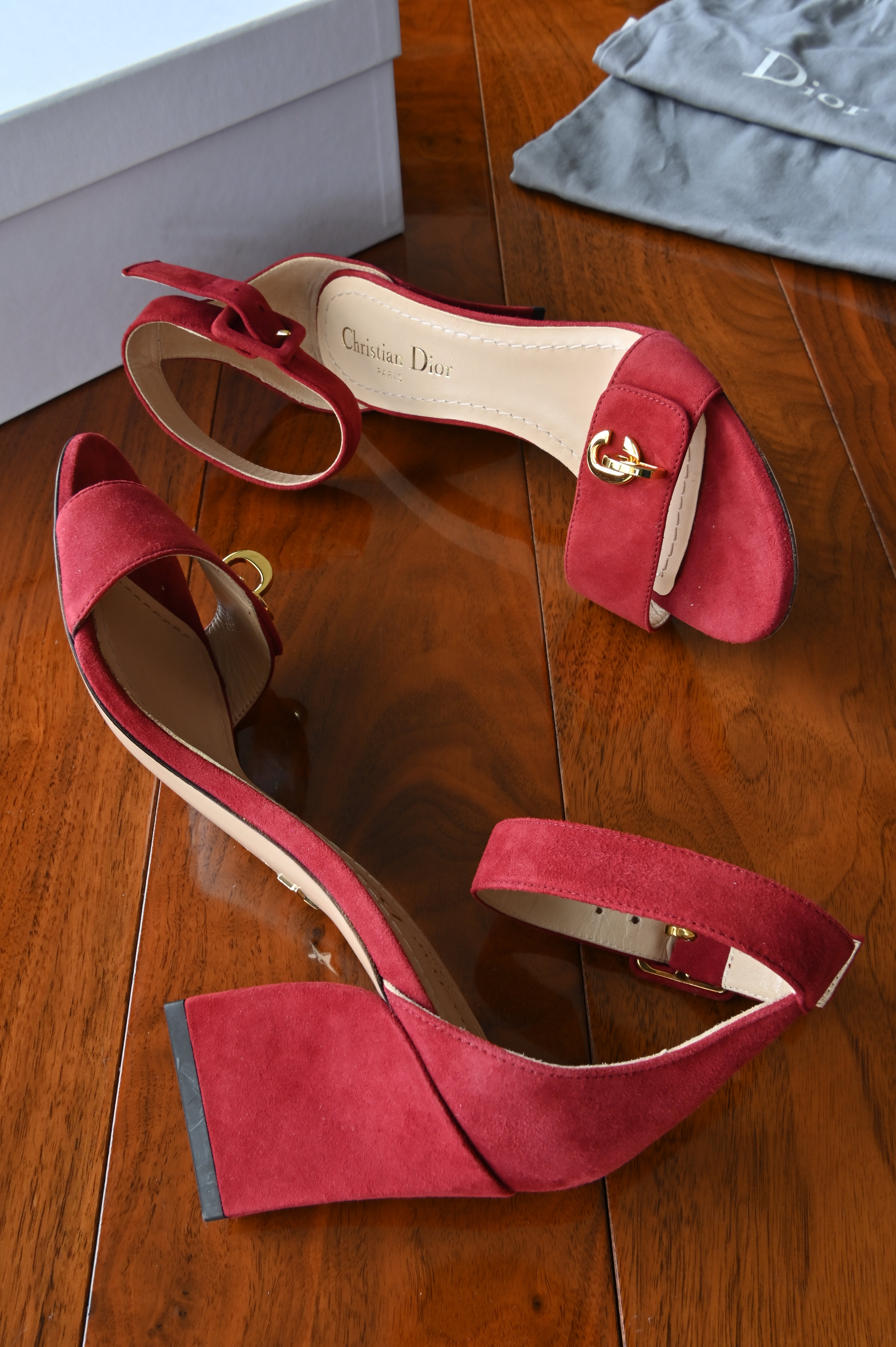 Christian Dior Scarlet Red C'EST DIOR Ankle Heels side two