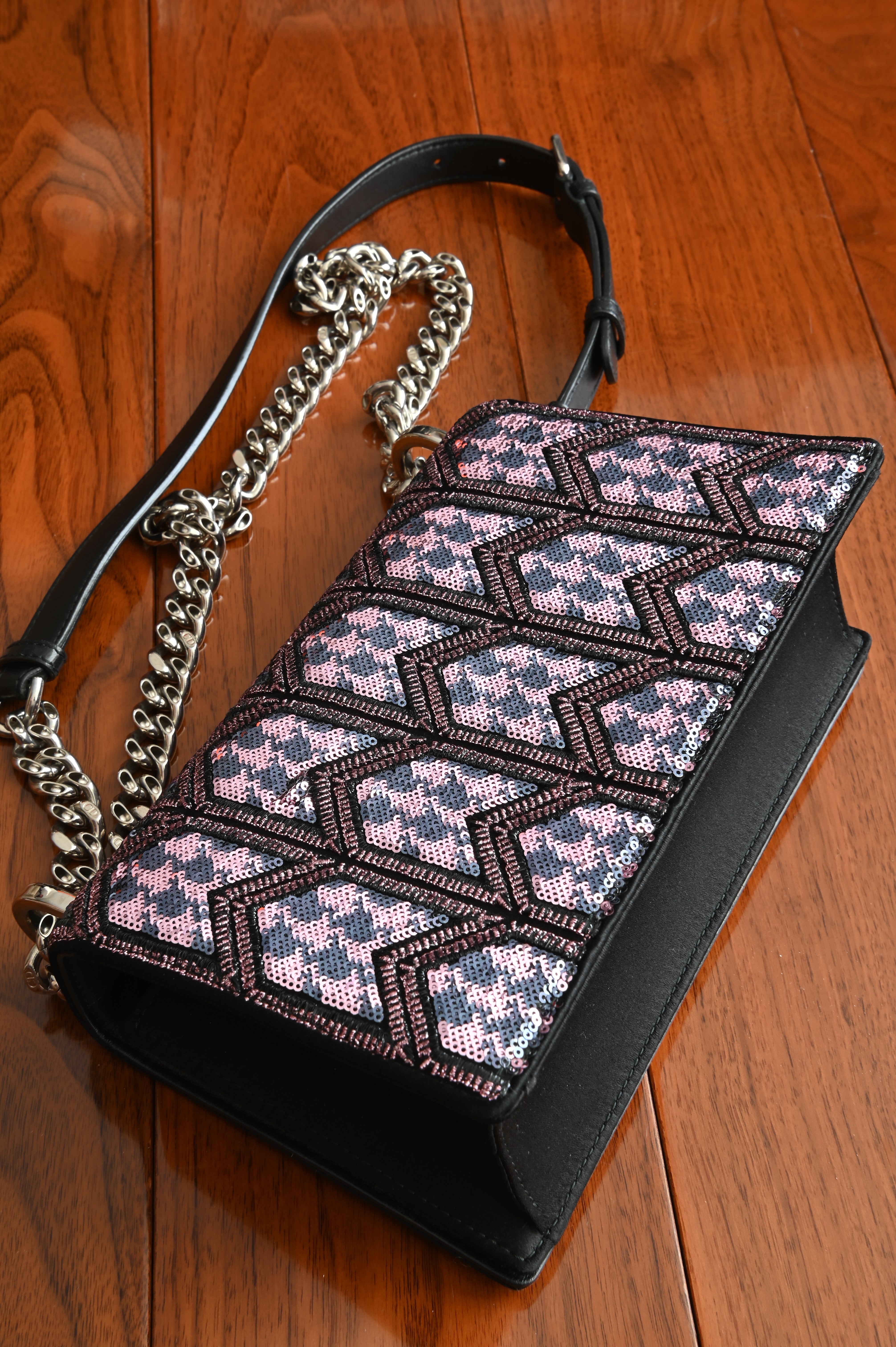 Christian Dior Sequin Diorama in pink and black back