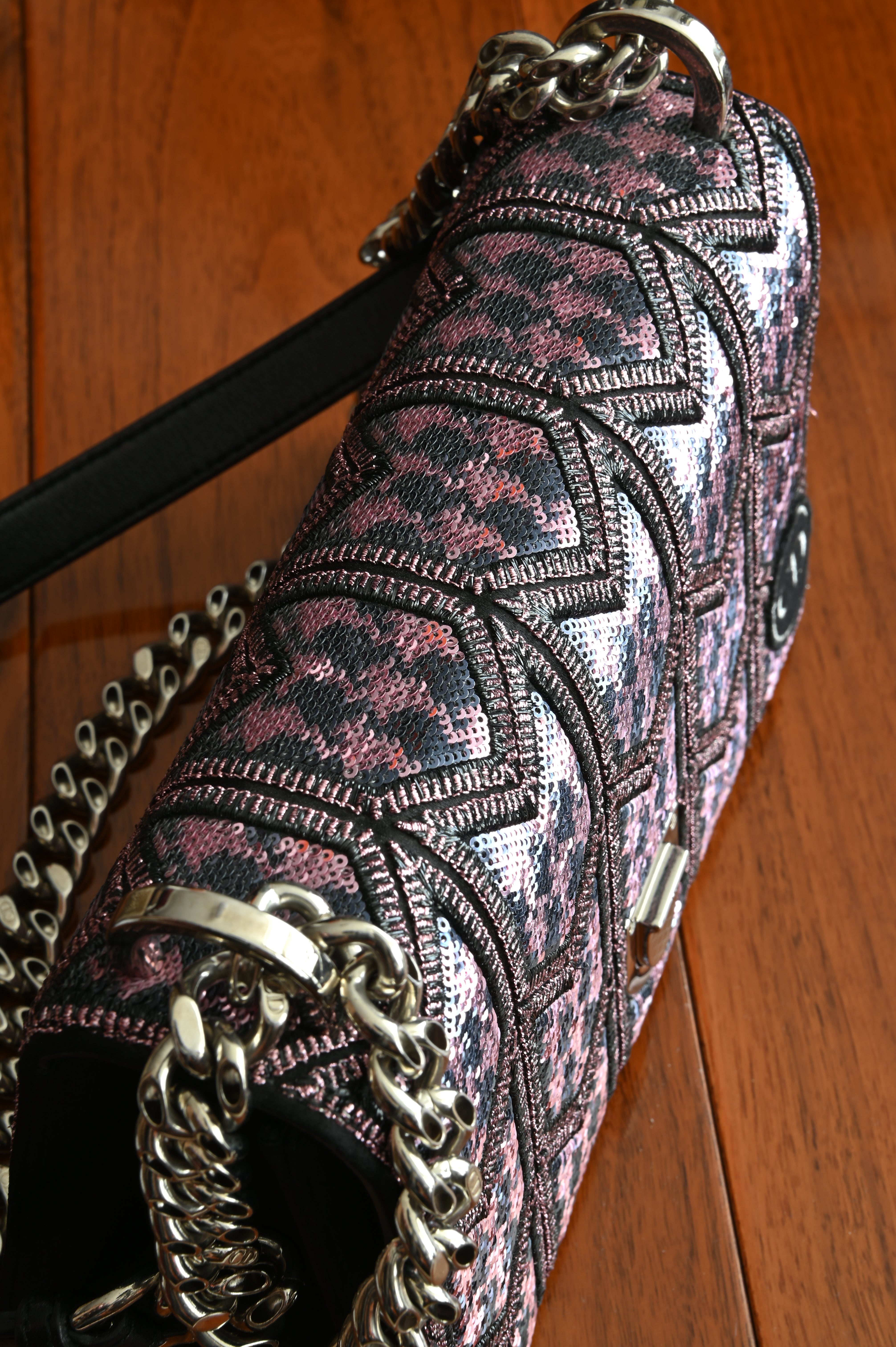 Christian Dior Sequin Diorama in pink and black top